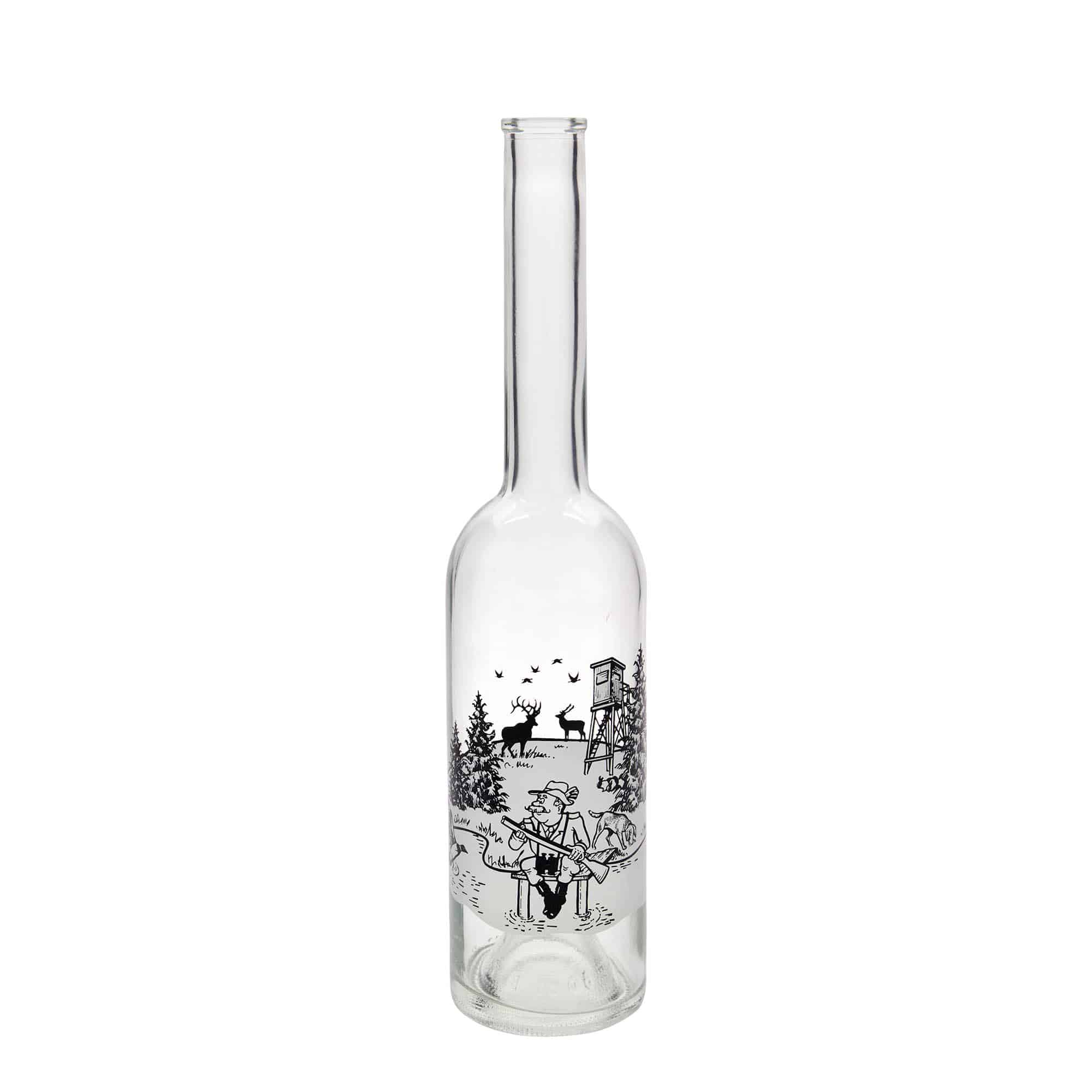 500 ml lasipullo 'Opera', kuvio: Metsästäjä, suuaukko: korkki