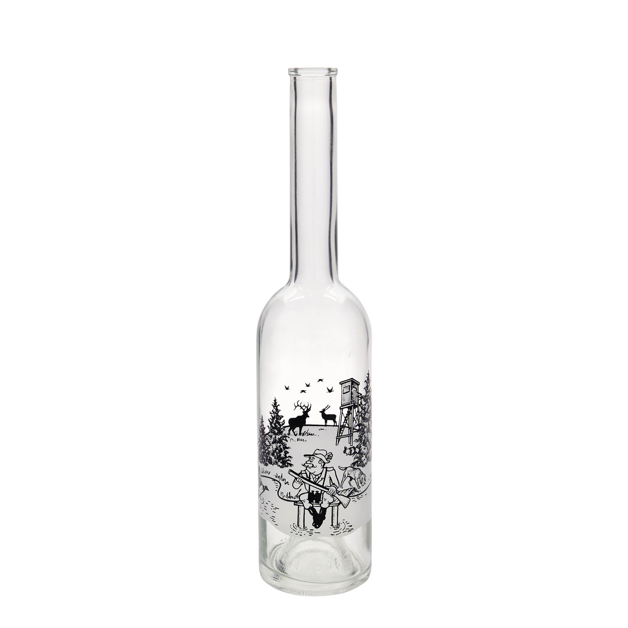 500 ml lasipullo 'Opera', kuvio: Metsästäjä, suuaukko: korkki