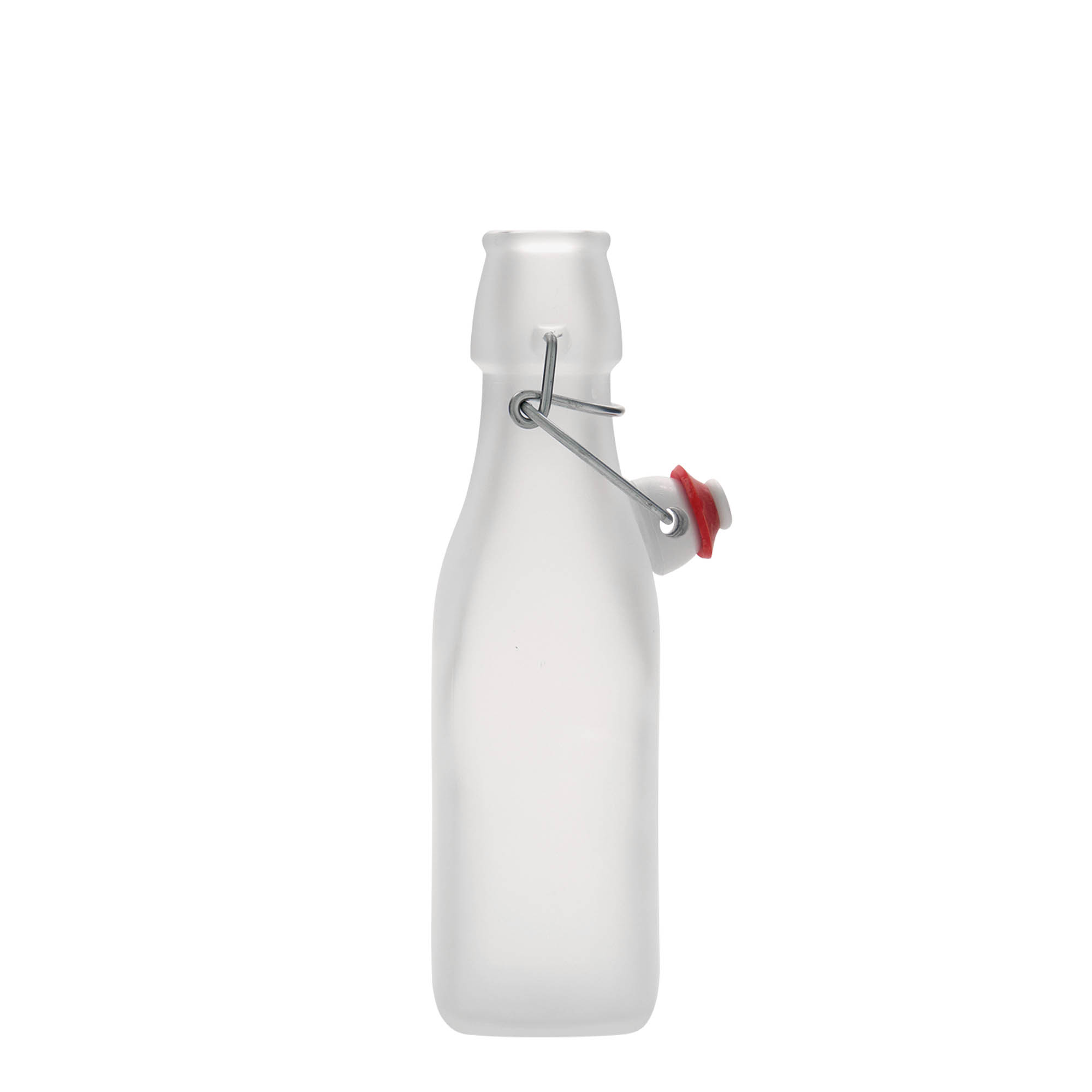 250 ml lasipullo 'Swing, neliö, valkoinen, suuaukko: saranakorkki' 250 ml lasipullo 'Swing, neliö, valkoinen, suuaukko: saranakorkki'
