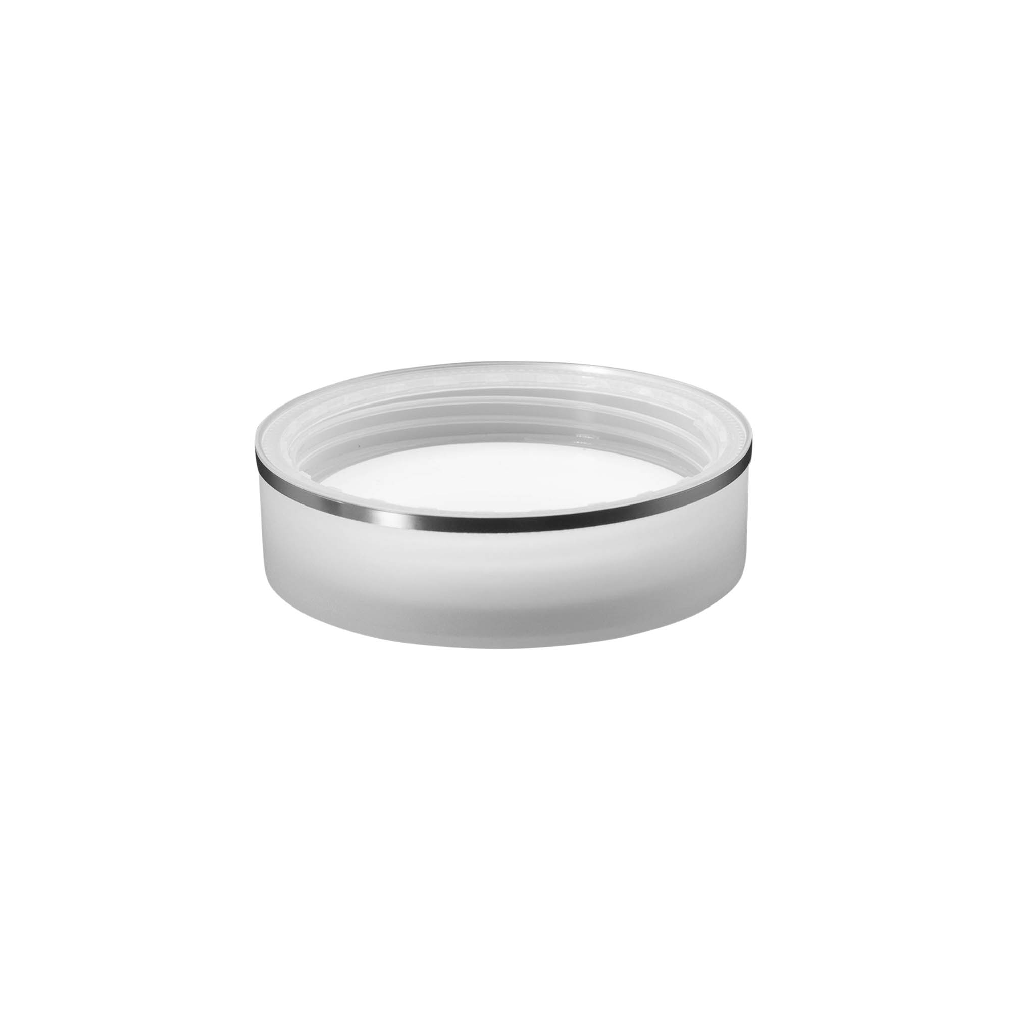 Ruuvikorkki 'Clear/Platin Edition', PP-muovi, valkoinen, suuaukolle: 70/2P