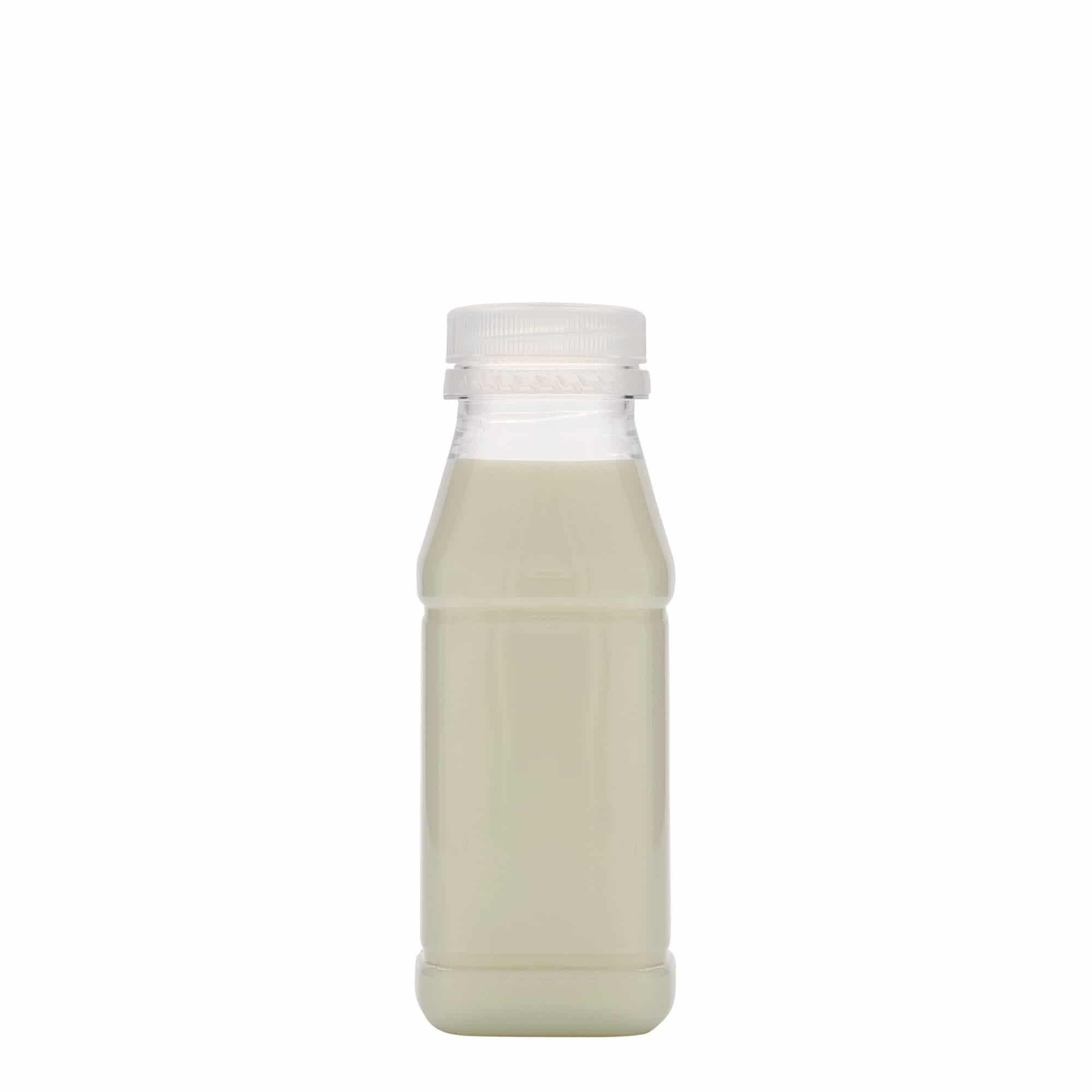 250 ml PET-pullo 'Milk and Juice Carré', neliö, muovi, suu: 38 mm