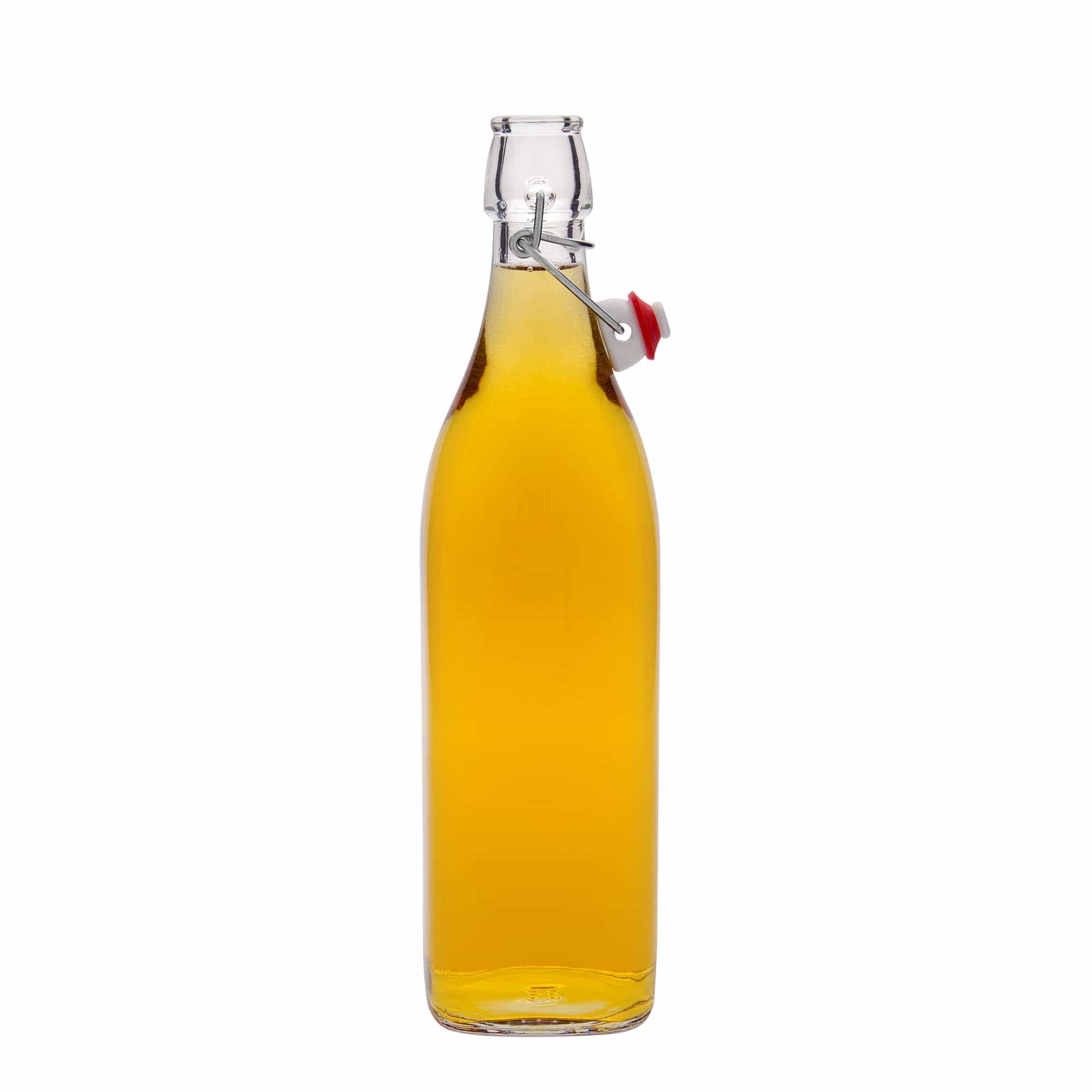 1000 ml lasipullo 'Swing, neliö, suu: patenttikorkki