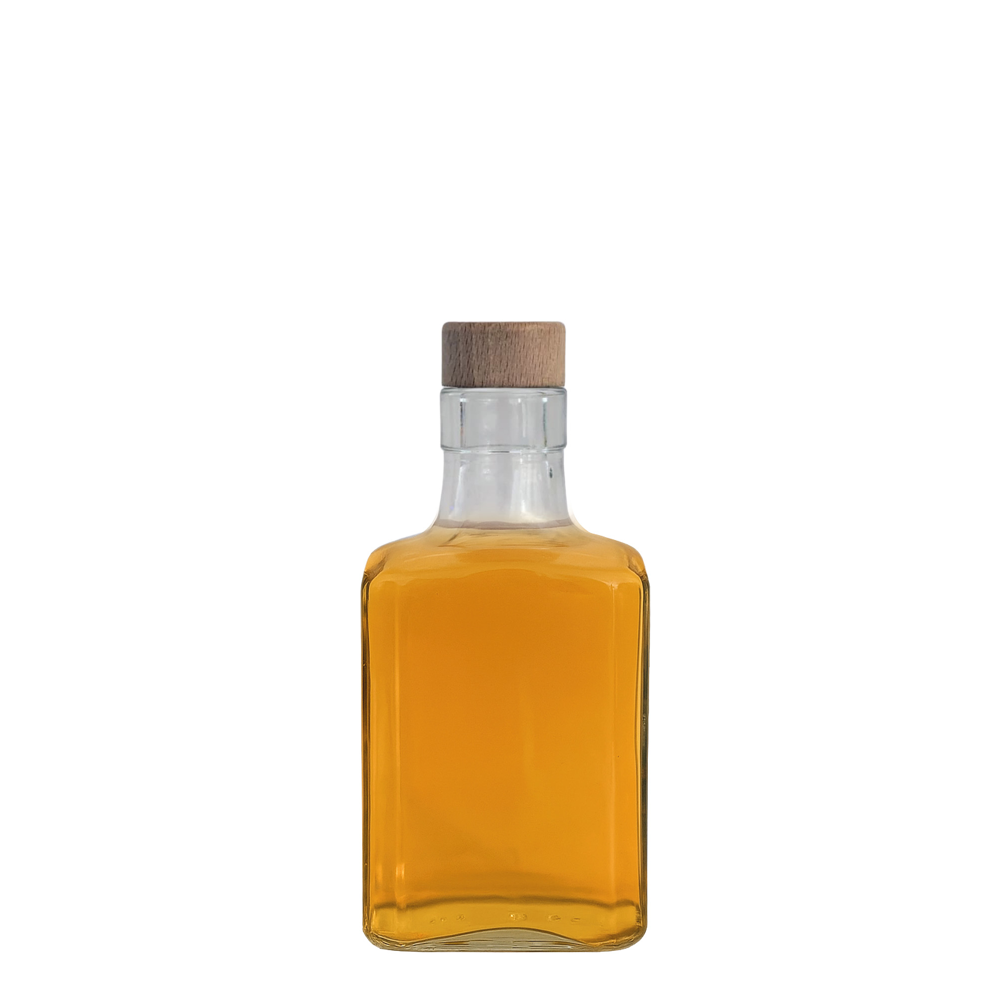 250 ml lasipullo 'Decanter Quadro Oberband', nelikulmainen, suuaukko: korkki 250 ml lasipullo 'Decanter Quadro Oberband', nelikulmainen, suuaukko: korkki