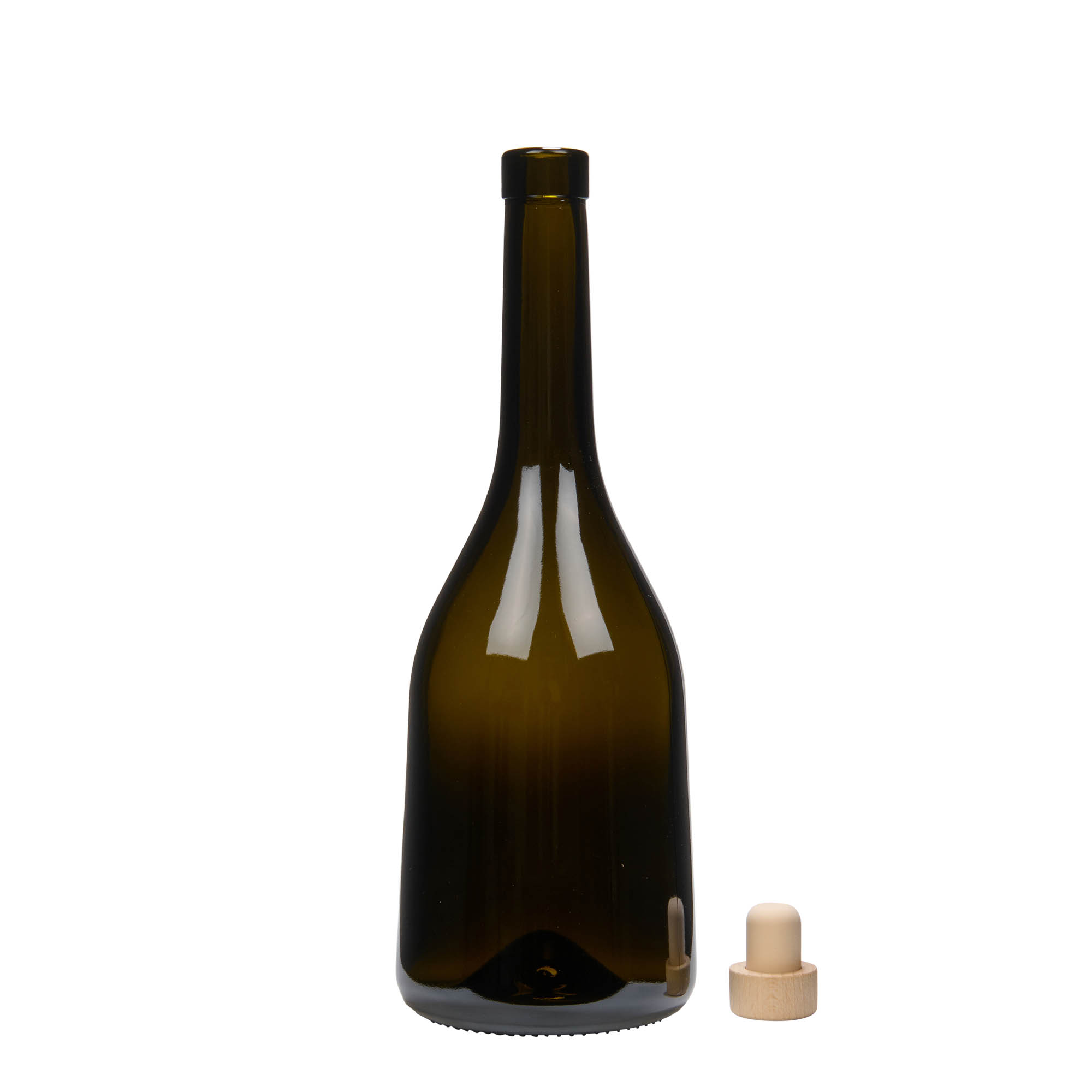 750 ml lasipullo 'Rustica', antiikkivihreä, suuaukko: korkki