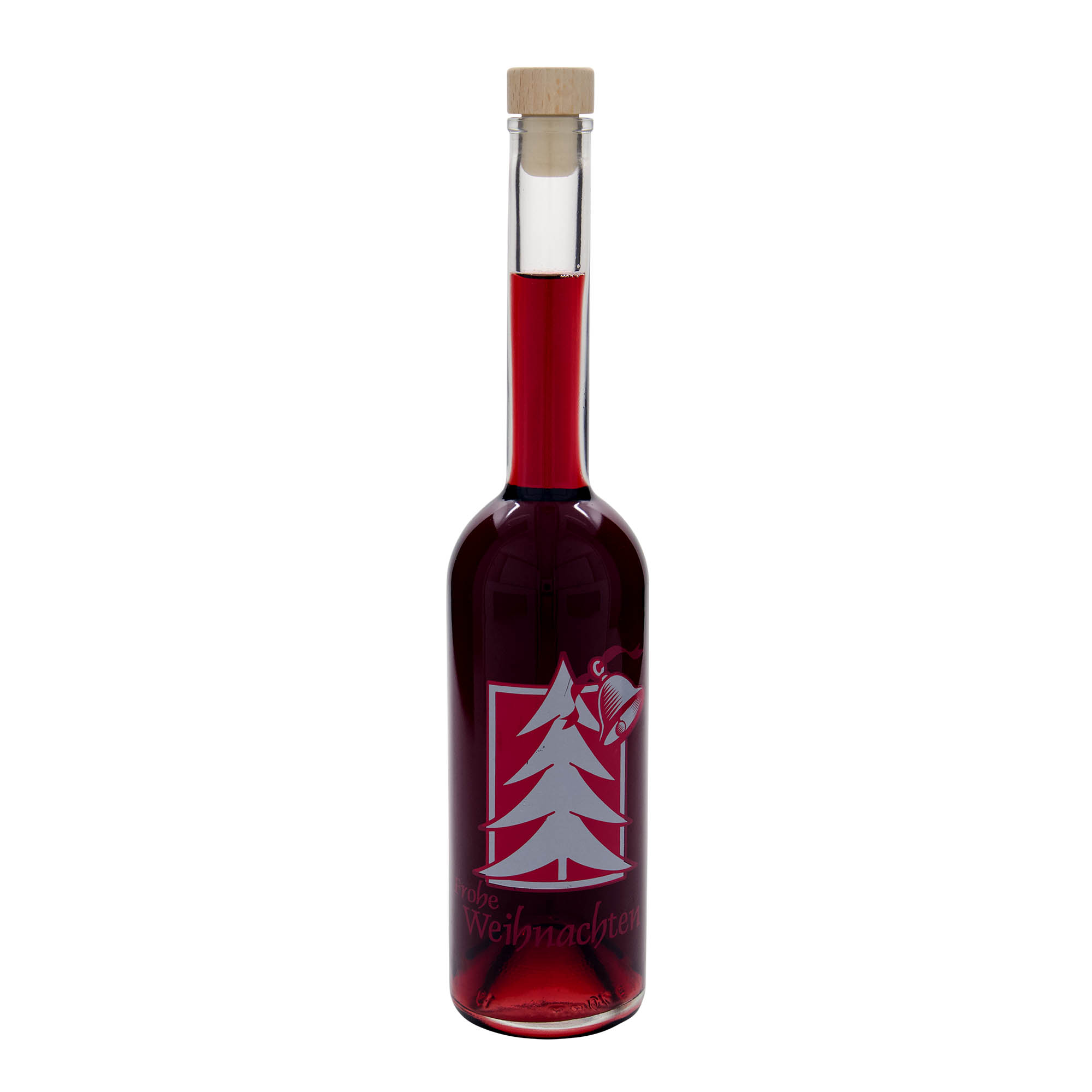 500 ml lasipullo 'Opera', kuvitus: joulutervehdys, suuaukko: korkki