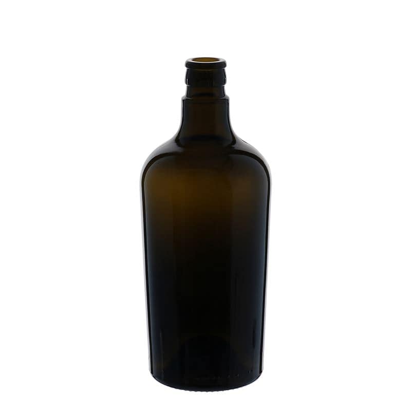750 ml etikka-/öljypullo 'Oleum', lasi, antiikinvihreä, suu: DOP