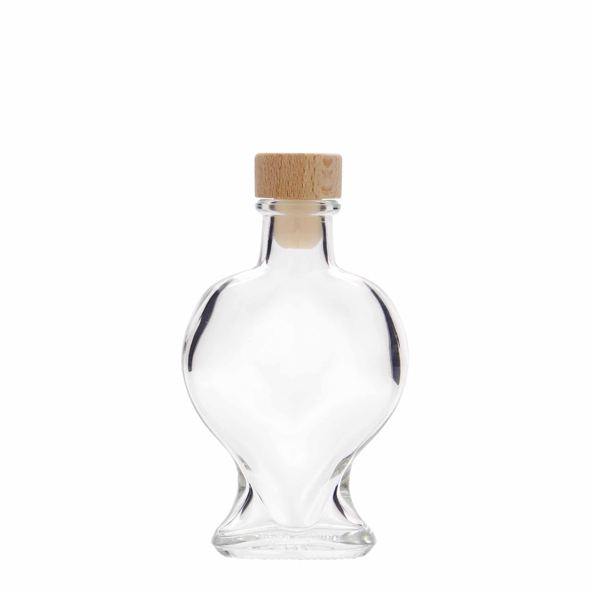 100 ml lasipullo 'Sydän', suu: korkki