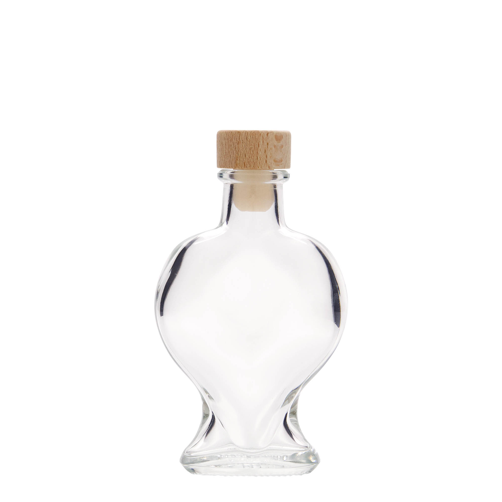 100 ml lasipullo 'Sydän', suuaukko: korkki
