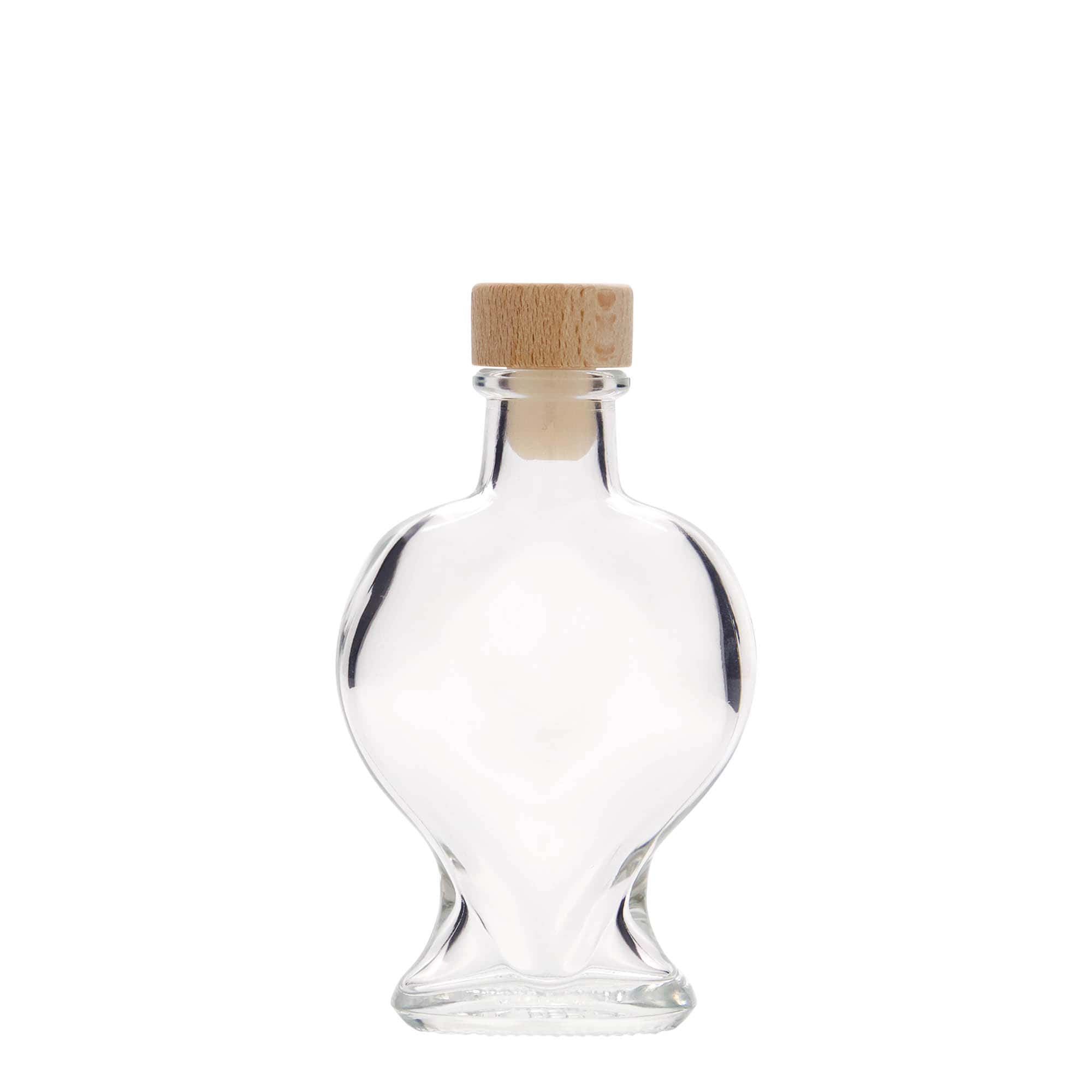 100 ml lasipullo 'Sydän', suuaukko: korkki