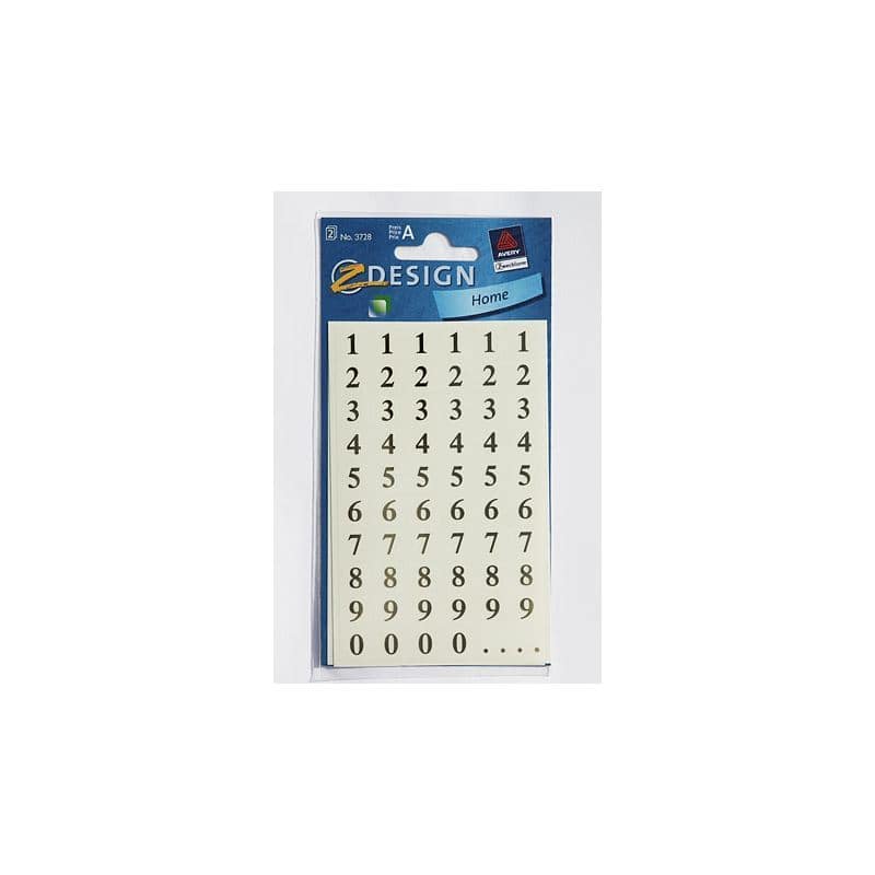 Zweckform-tarrat ”Numerot 1-9”, muovi, kulta