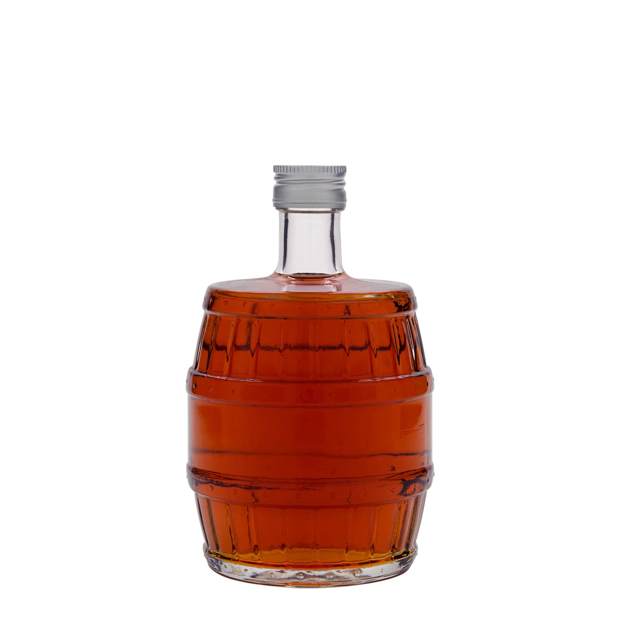 500 ml lasipullo ”tynnyri”, suuaukko: PP 28