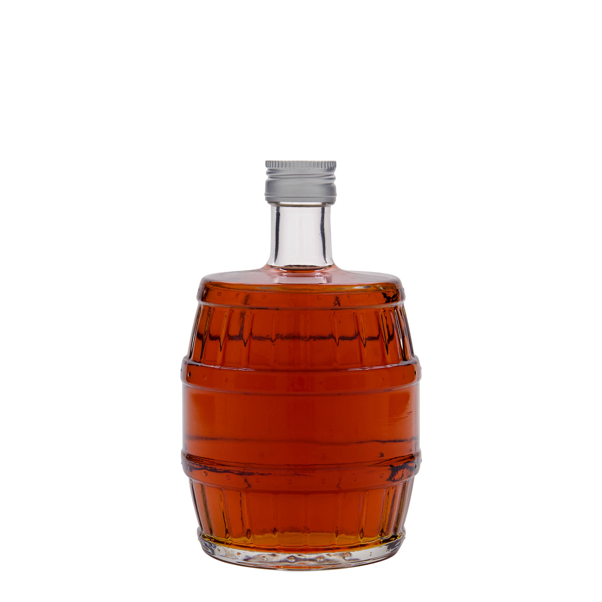 500 ml lasipullo ”tynnyri”, suuaukko: PP 28