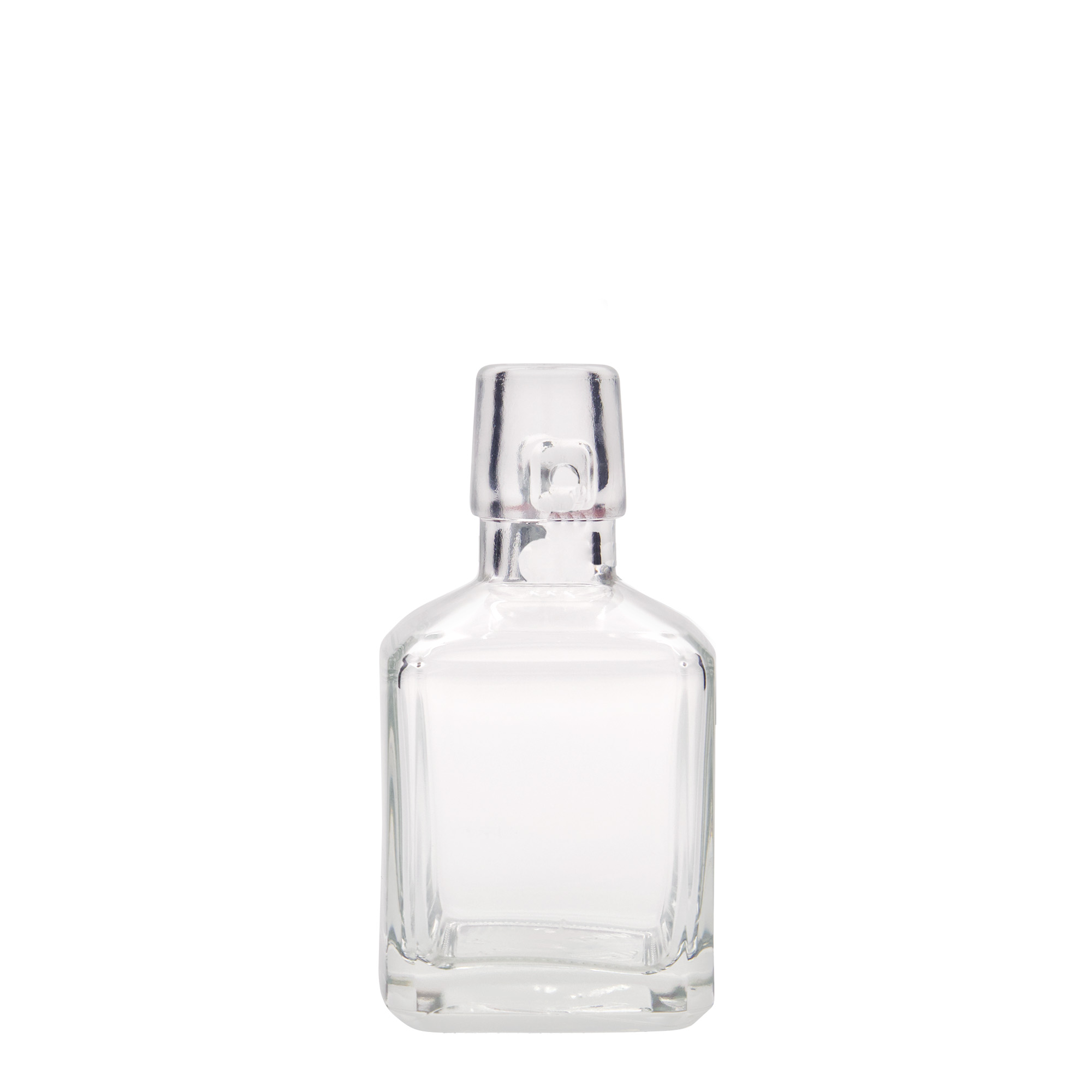200 ml lasipullo 'Kubica', neliömäinen, suuaukko: peltisuljin 200 ml lasipullo 'Kubica', neliömäinen, suuaukko: peltisuljin