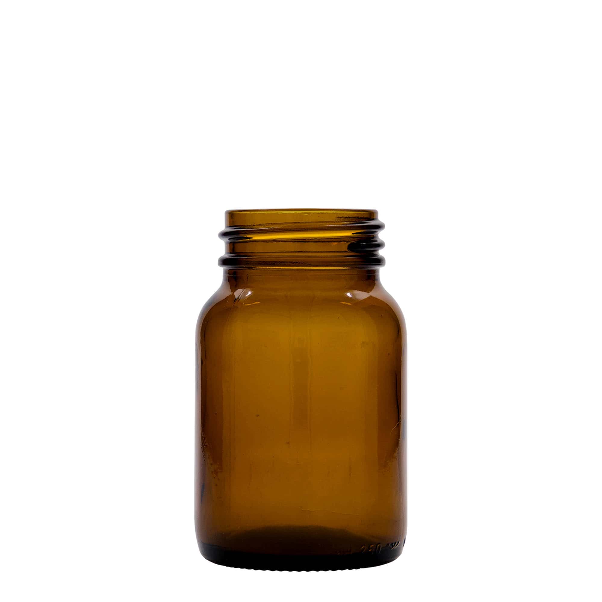 250 ml leveäkaulainen lasi, ruskea, suuaukko: DIN 55