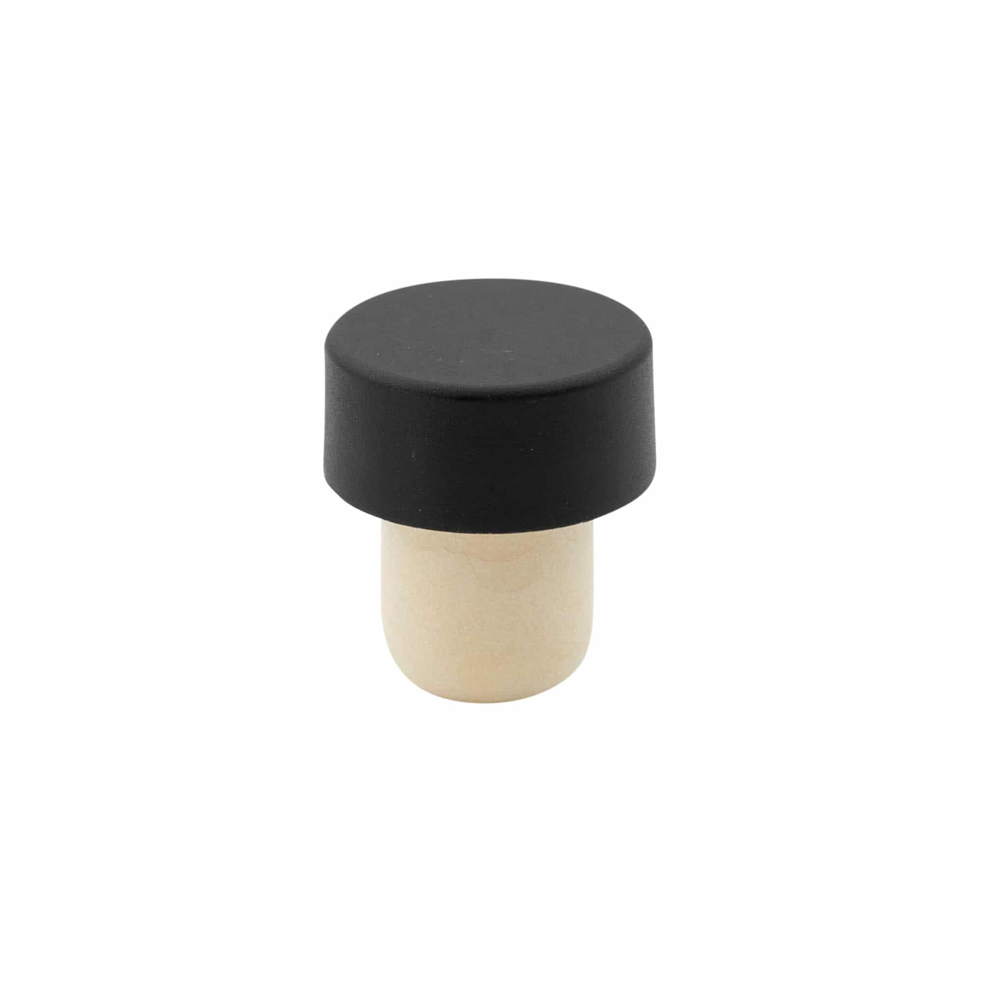 Luonnonkorkit 19 mm, muovi, musta, suu: korkki Luonnonkorkit 19 mm, muovi, musta, suu: korkki