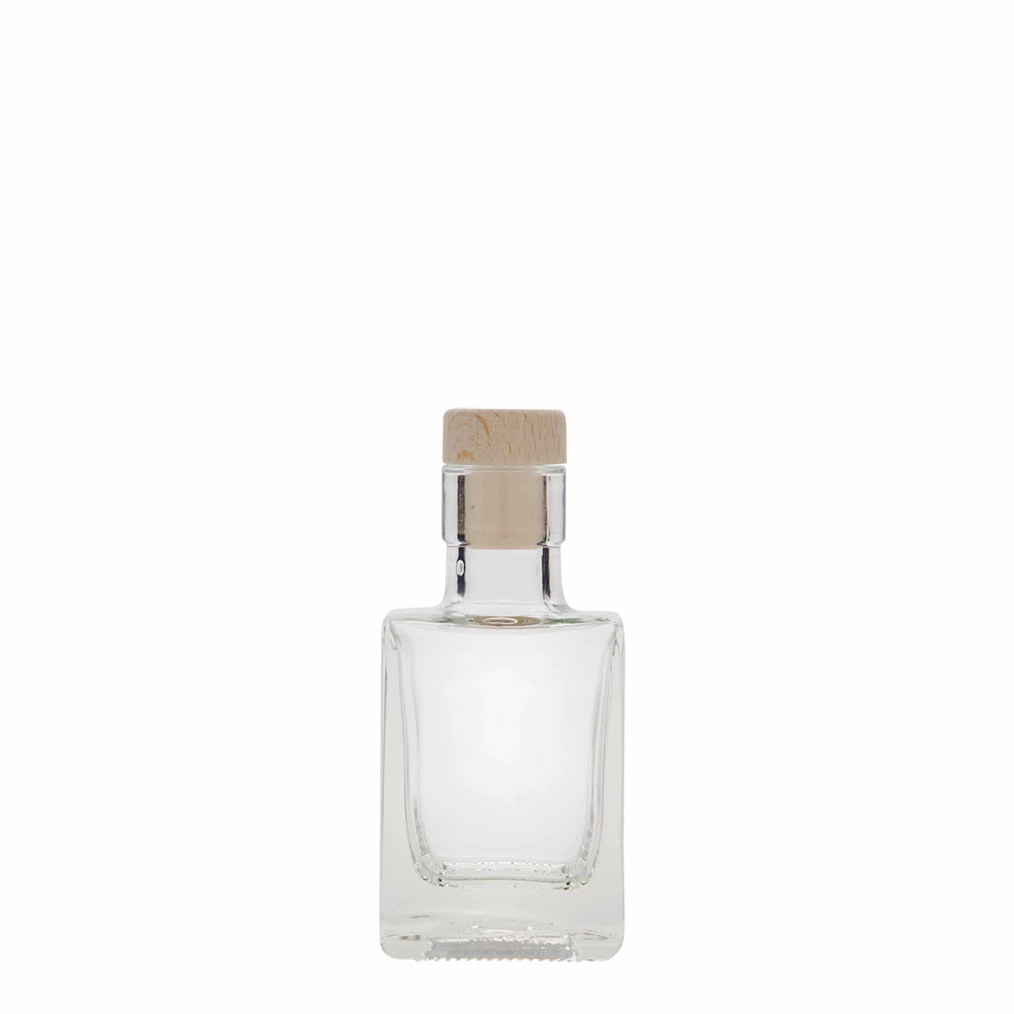 50 ml lasipullo 'Cube', neliömäinen, suuaukko: korkki