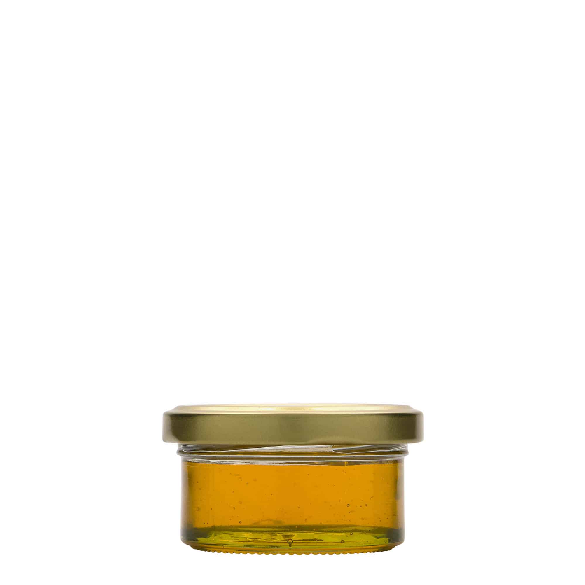 70 ml litteä kaatolasipurkki, suuaukko: Twist-Off (TO 66)