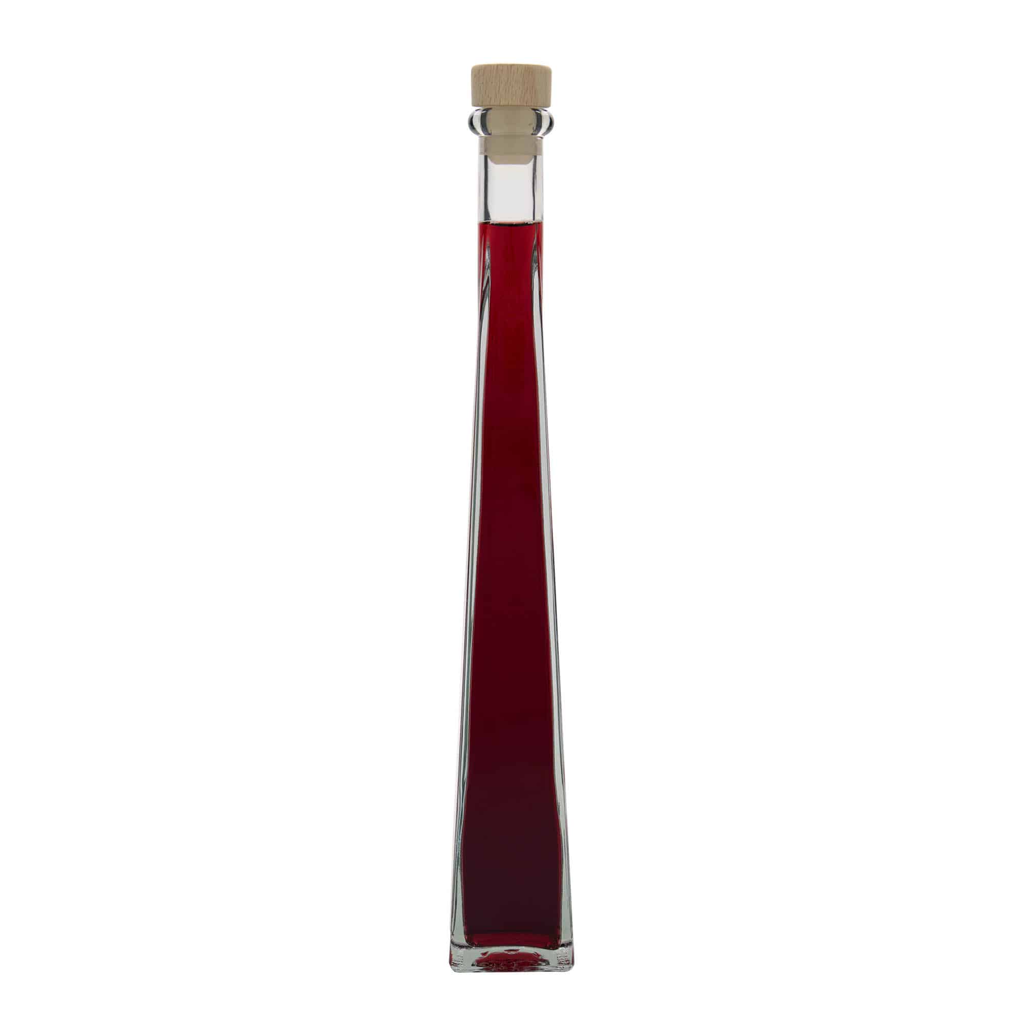 200 ml lasipullo 'Dama Quadrato', neliö, suu: korkki