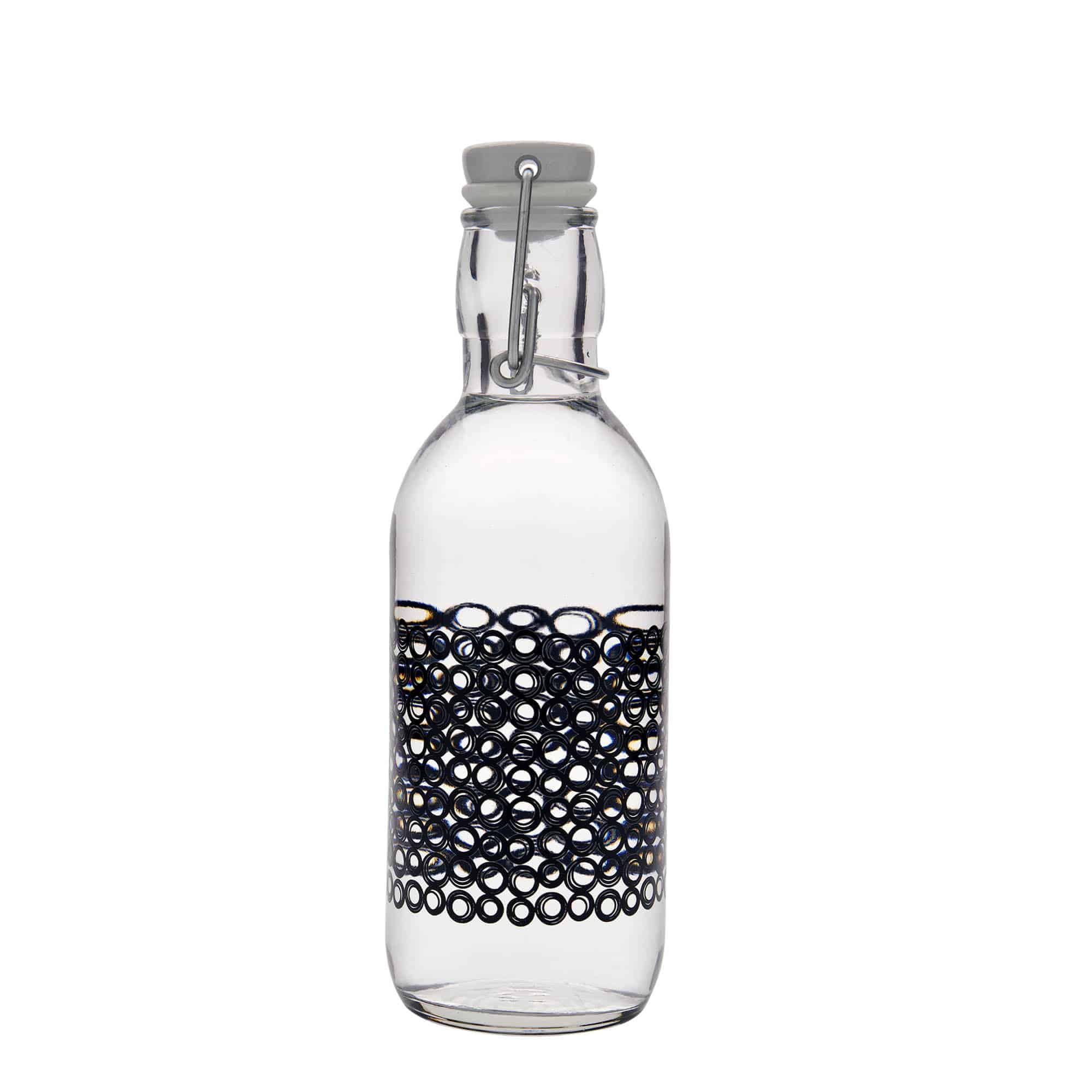 500 ml lasipullo 'Emilia', kuvio: Circola nero, suuaukko: kierrettävä suljin
