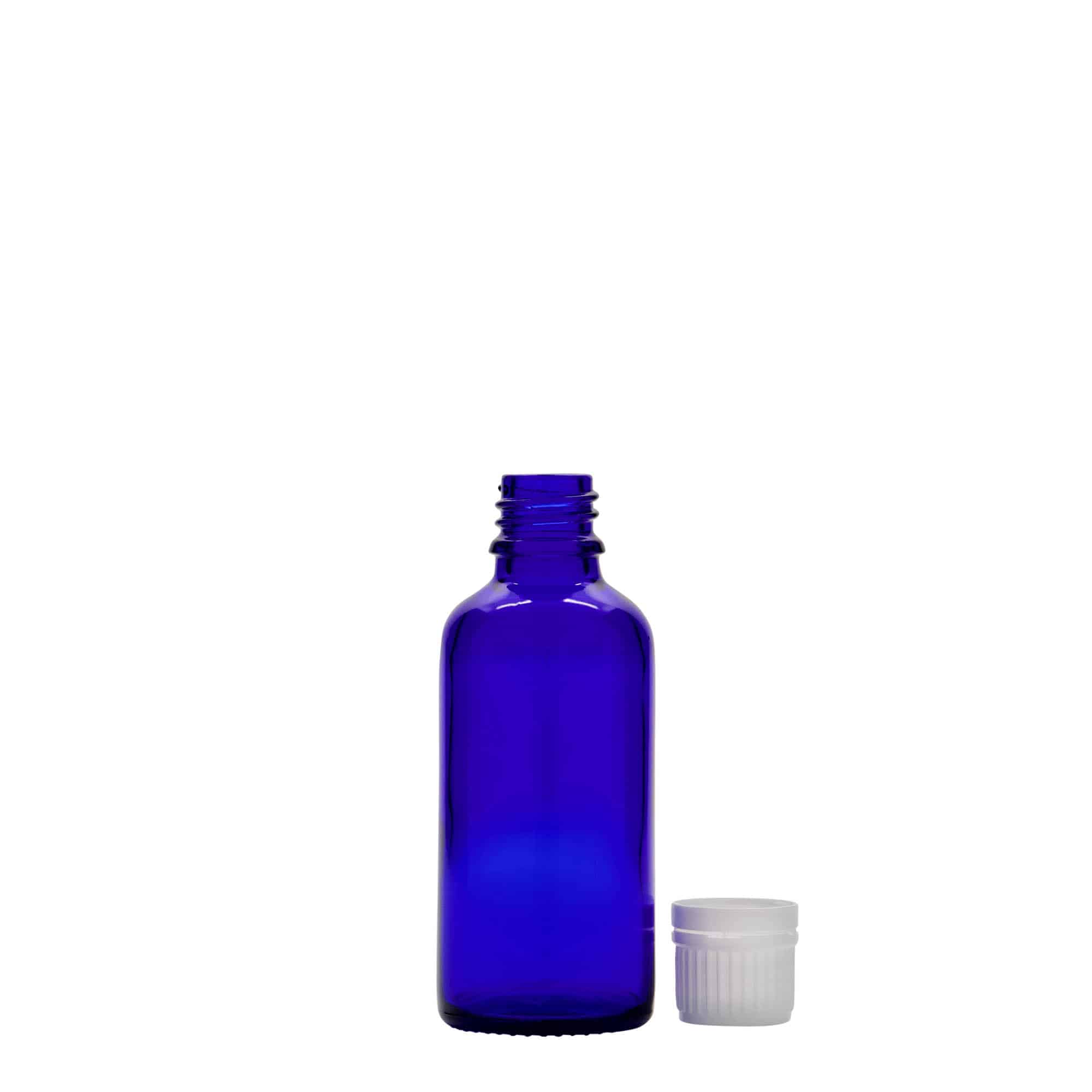 50 ml lääkeastia, lasia, kuninkaansininen, suuaukon koko: DIN 18 50 ml lääkeastia, lasia, kuninkaansininen, suuaukon koko: DIN 18