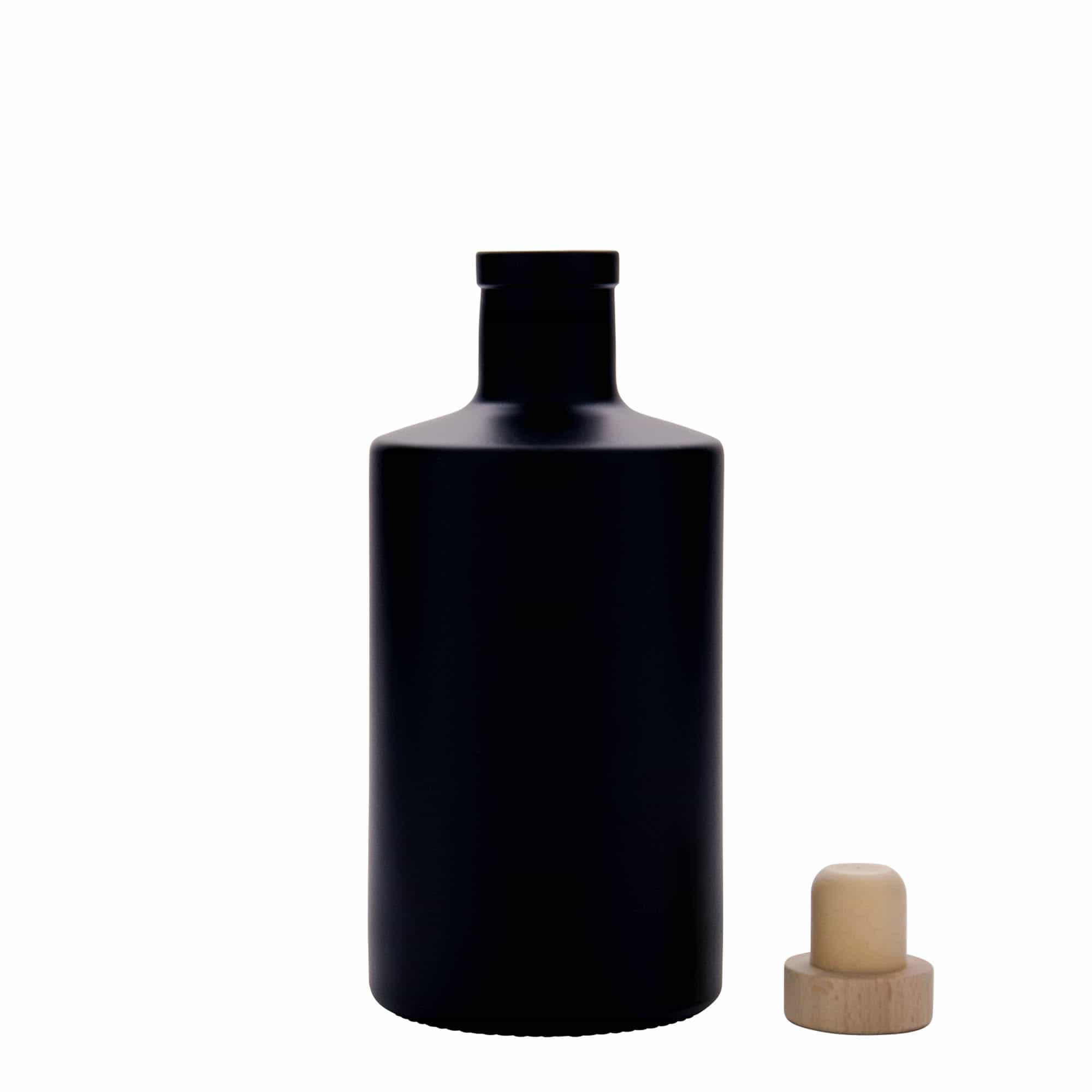 500 ml lasipullo 'Caroline', musta, suu: korkki