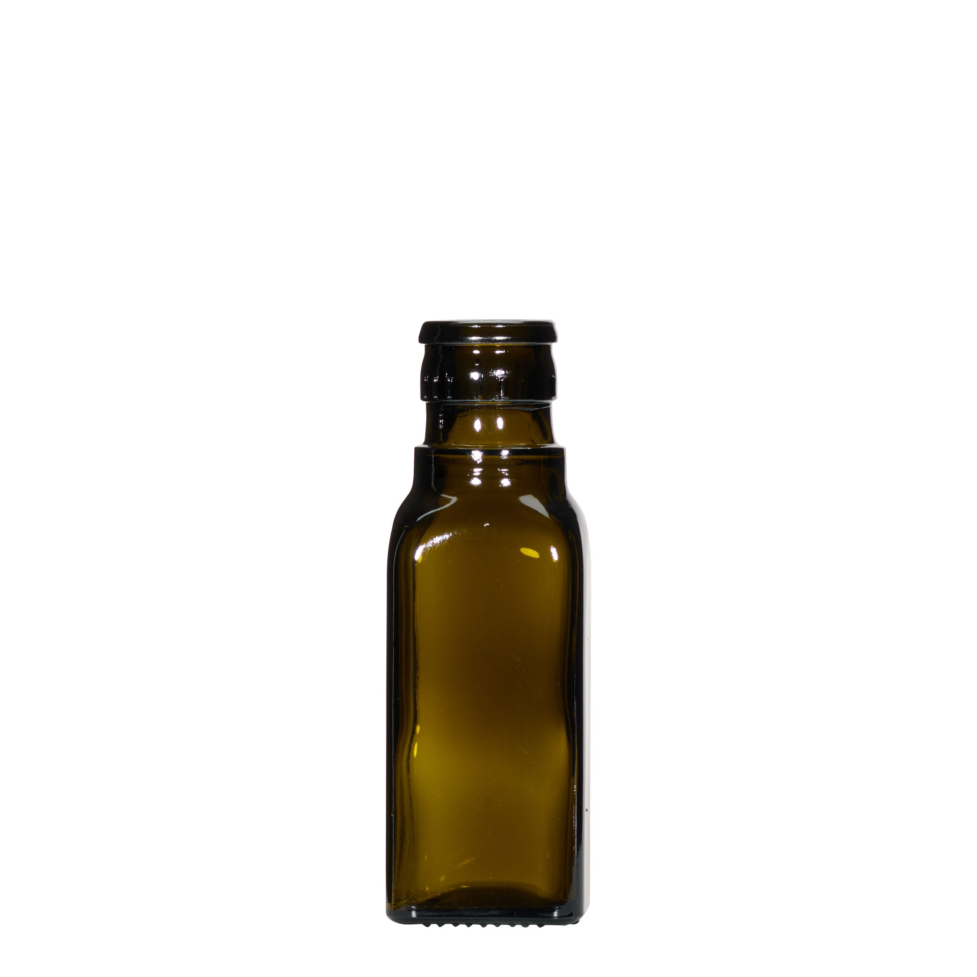100 ml etikka-/öljypullo 'Quadra', lasia, neliömäinen, antiikkivihreä, suuaukko: DOP 100 ml etikka-/öljypullo 'Quadra', lasia, neliömäinen, antiikkivihreä, suuaukko: DOP