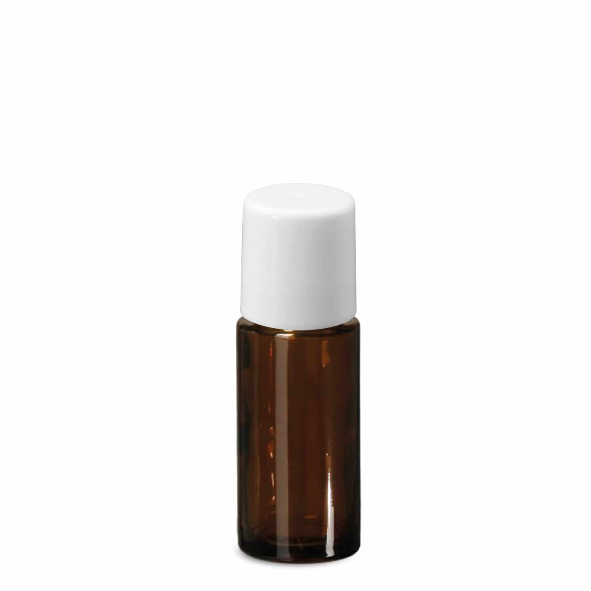 50 ml roll-on-pullo, lasia, ruskea, suuaukko: ruuvikorkki