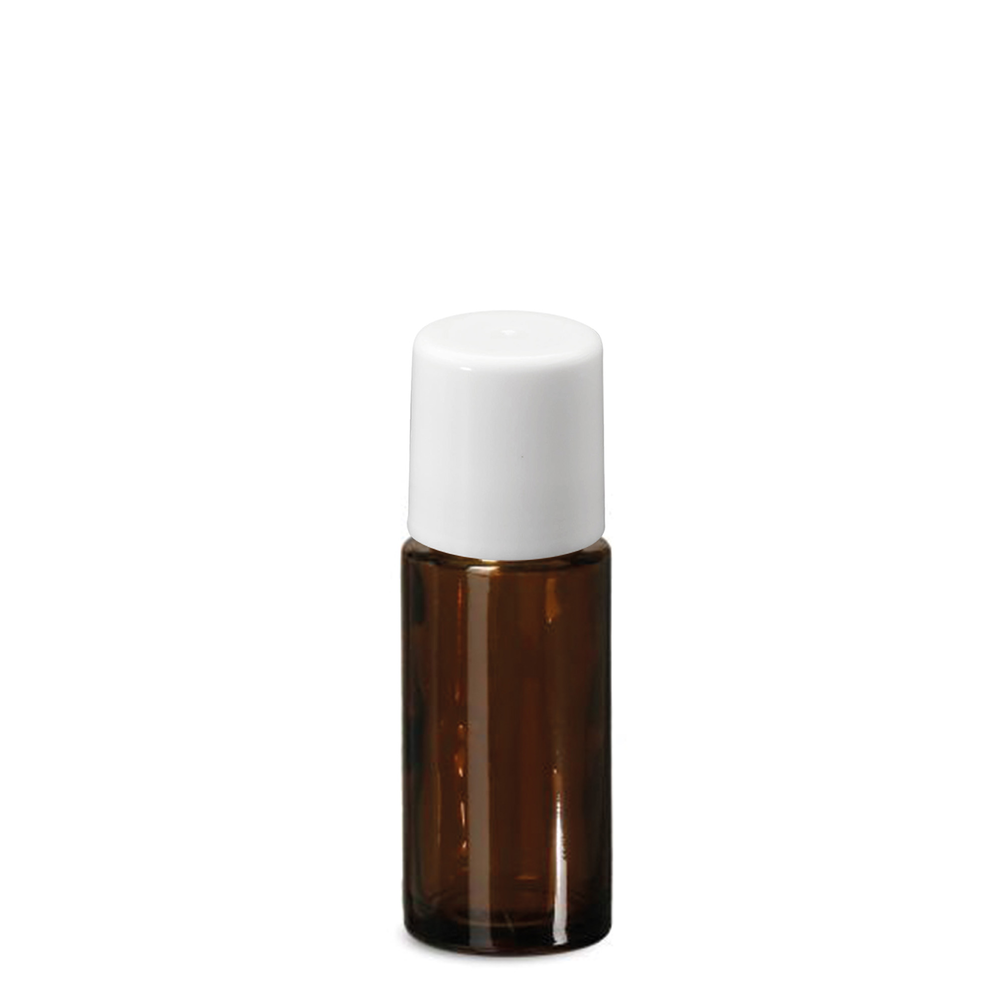50 ml roll-on-pullo, lasia, ruskea, suuaukko: ruuvikorkki