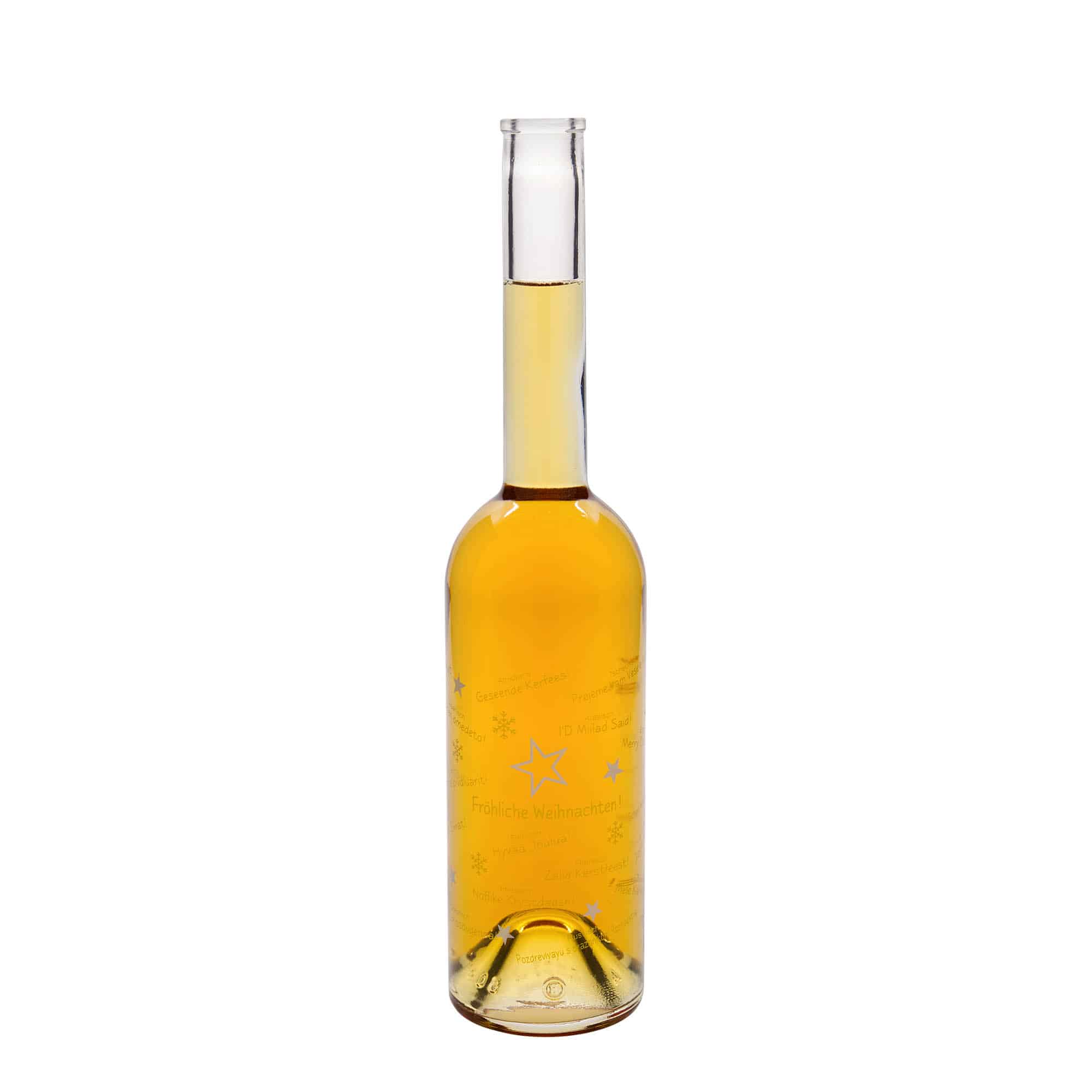 500 ml lasipullo 'Ooppera', kuvio: Maailman joulu, suu: korkki