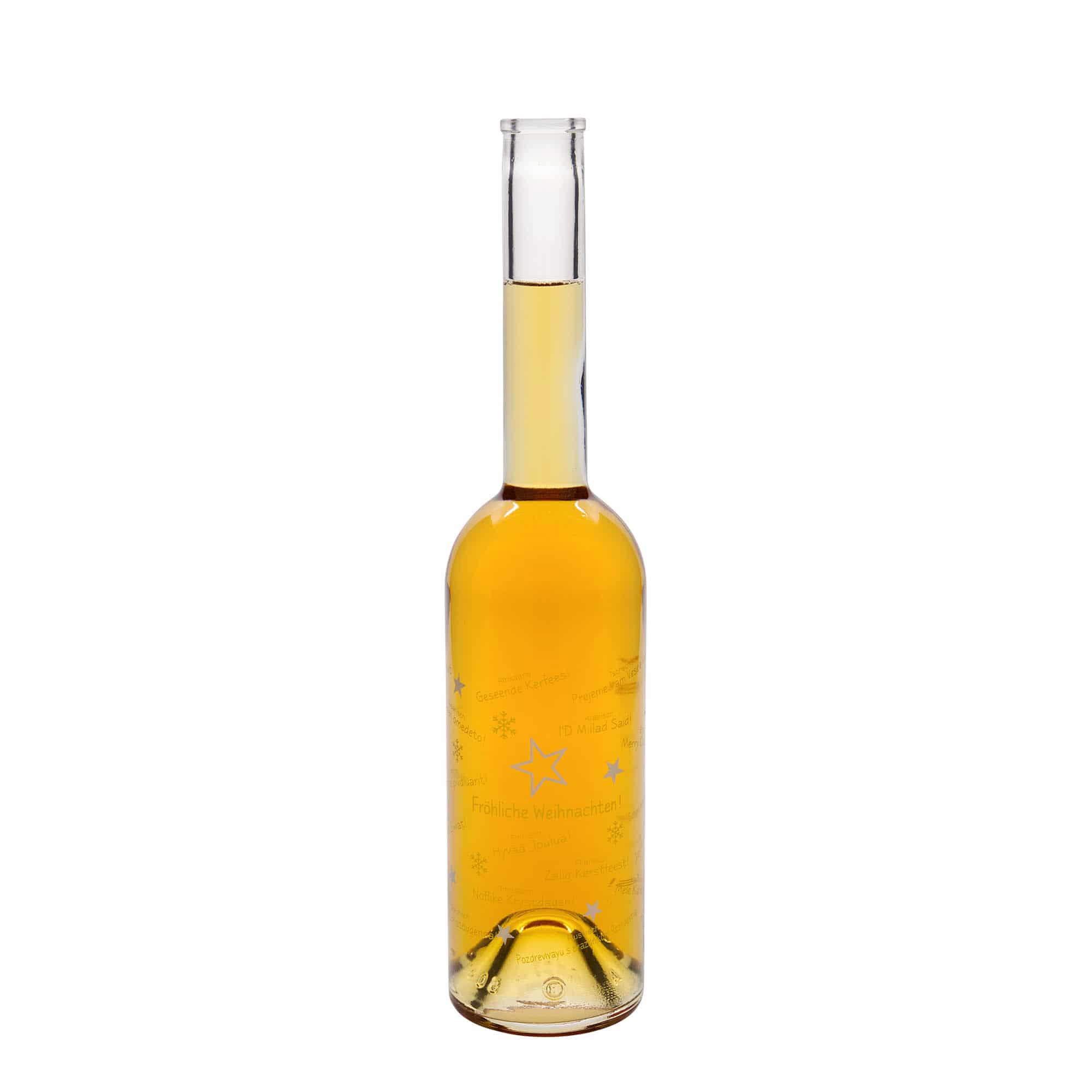 500 ml lasipullo ”Opera”, kuvitus: Joulu maailmalla, suuaukko: korkki