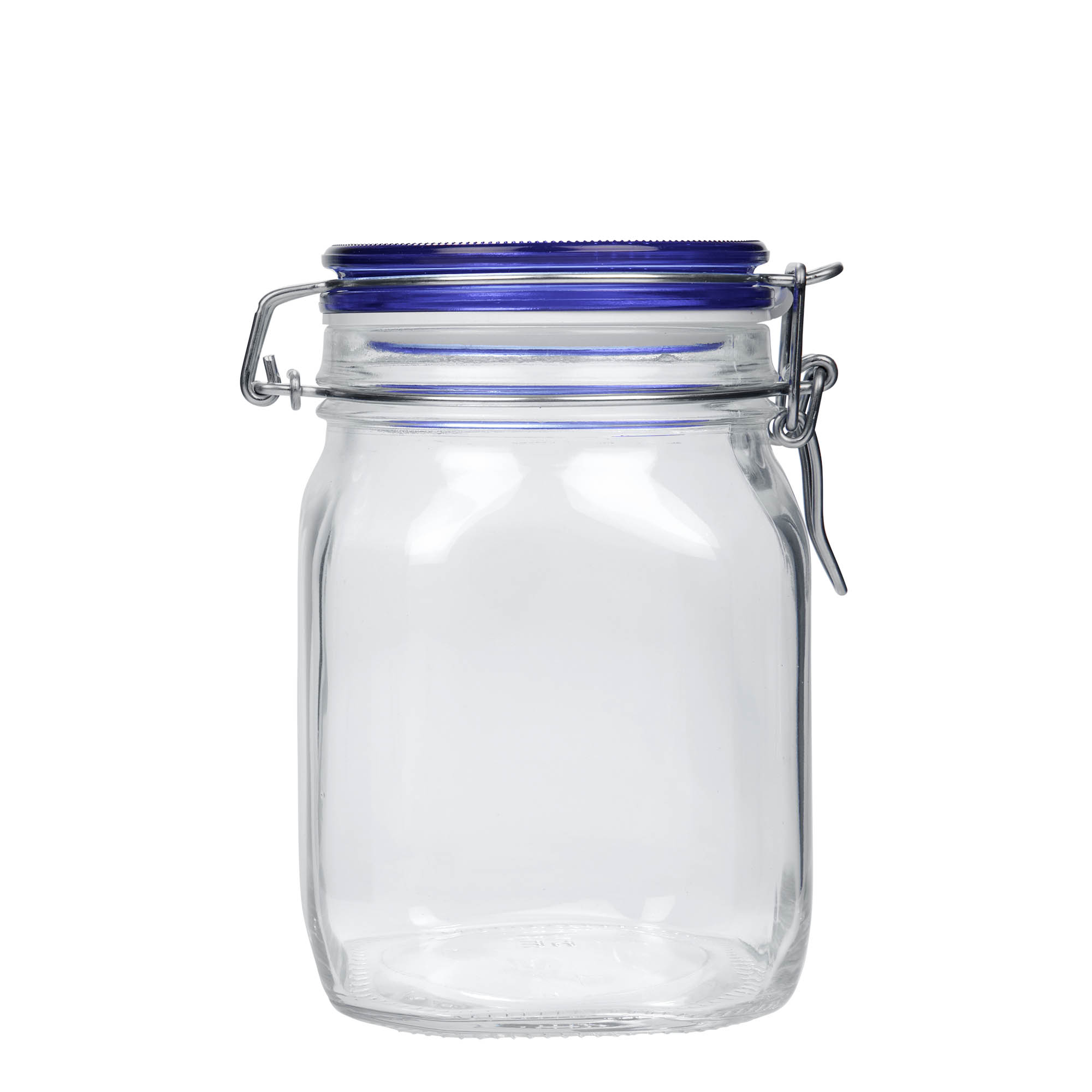 1 000 ml lankakahvainen purkki 'Fido' sininen kansi, nelikulmainen, suuaukko: lankakahvalukko 1 000 ml lankakahvainen purkki 'Fido' sininen kansi, nelikulmainen, suuaukko: lankakahvalukko