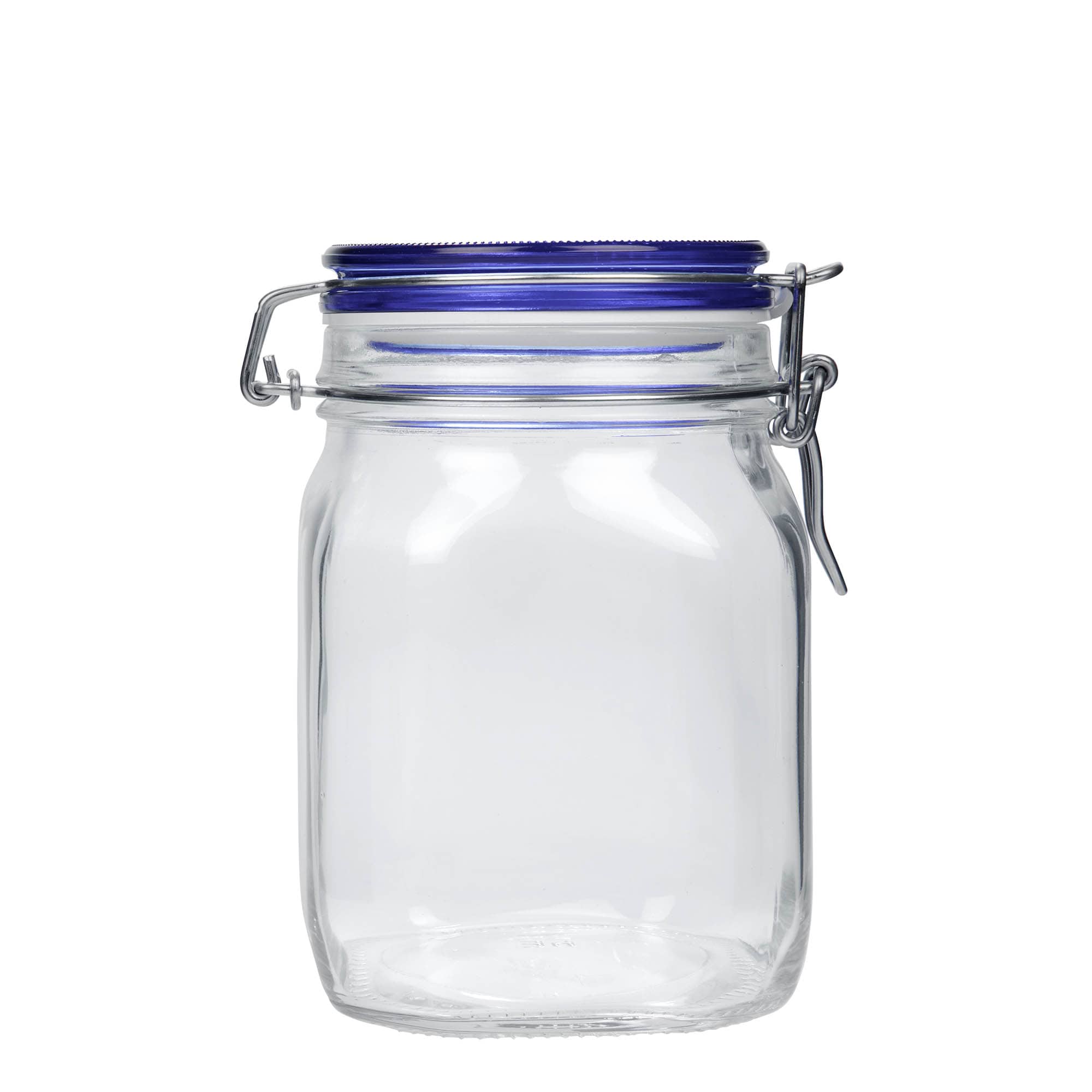 1 000 ml lankakahvainen purkki ”Fido” sininen kansi, nelikulmainen, suuaukko: lankakahvalukko