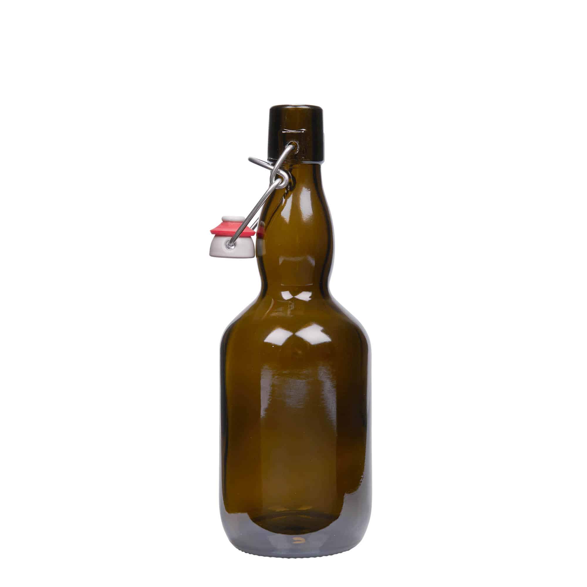500 ml olutpullo pulleakaul., lasi, antiikinvihreä, suu: patenttikorkki