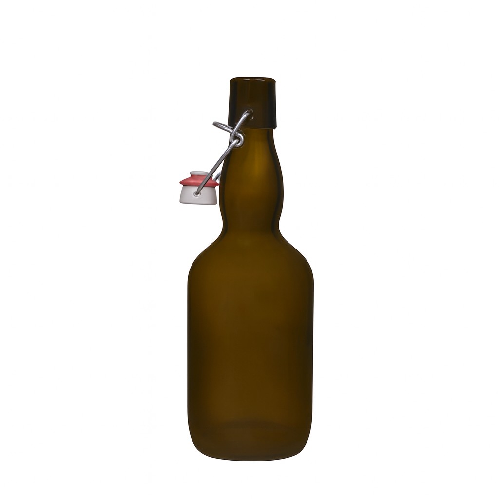 500 ml olutpullo kurkkukaulalla, lasia, antiikkivihreä, suukappale: lukitusmekanismi