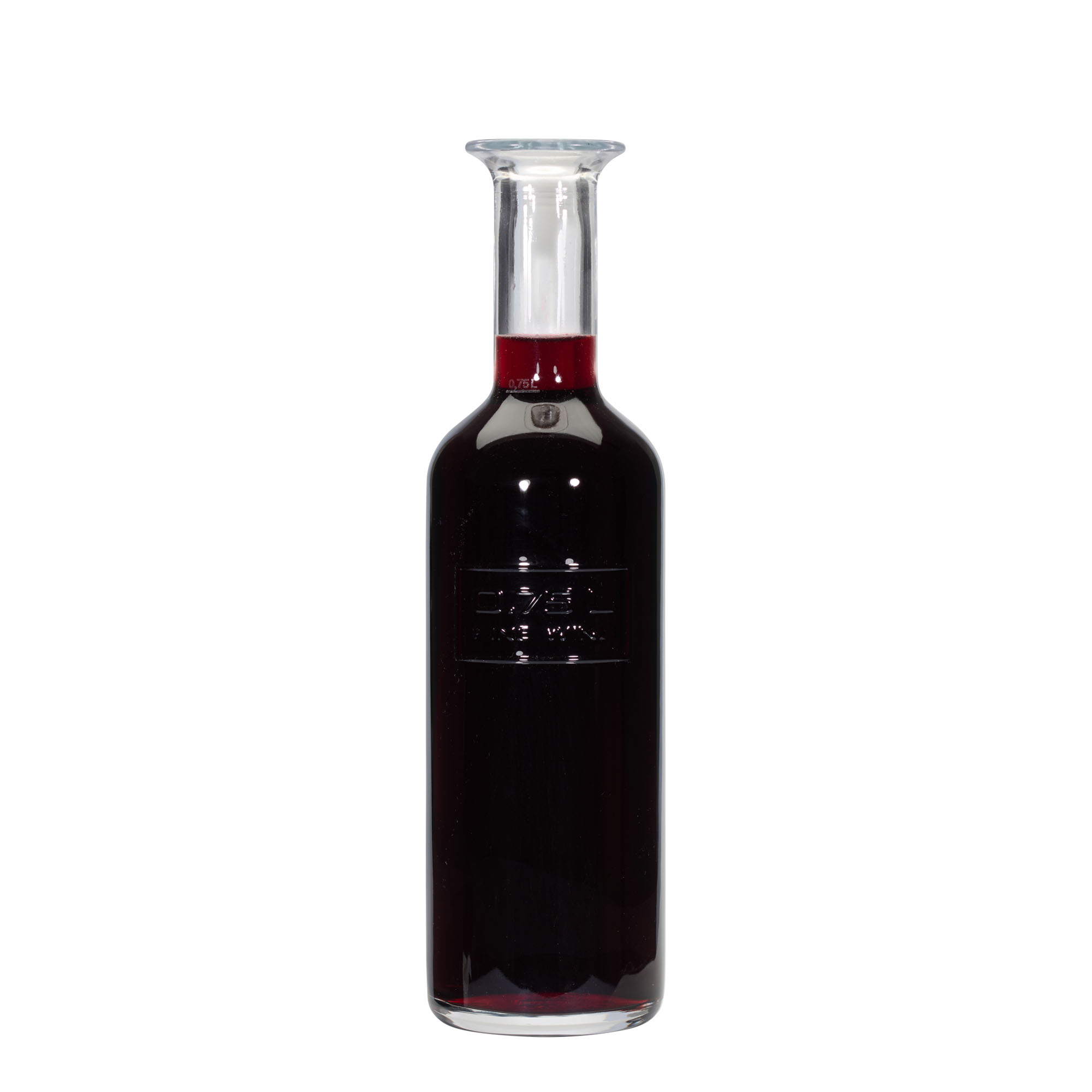 750 ml lasipullo 'Optima Fine Wine', suuaukko: korkki