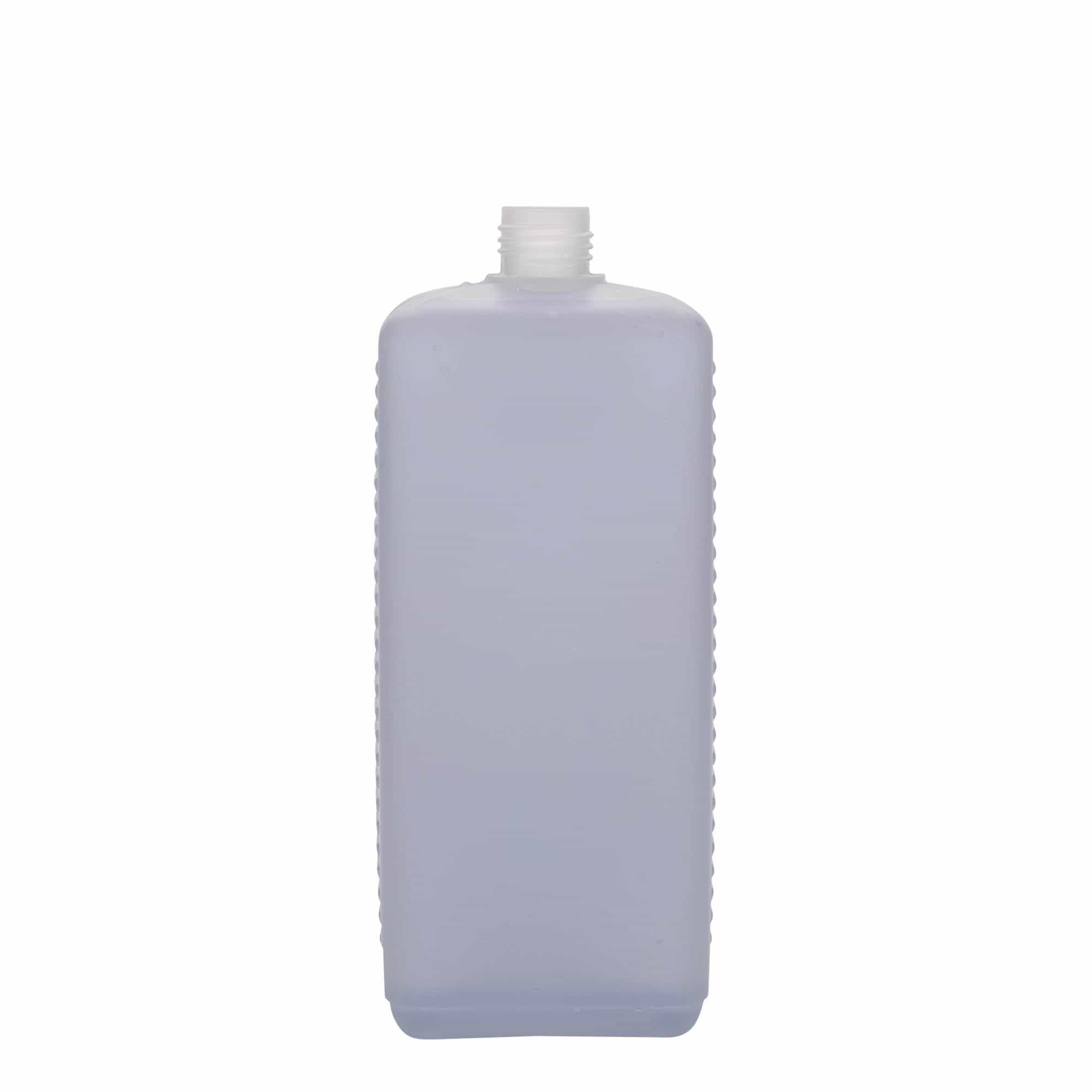 1000 ml kanisteripullo, nelikulm., HDPE-muovi, natur, suu: DIN 25 EPE