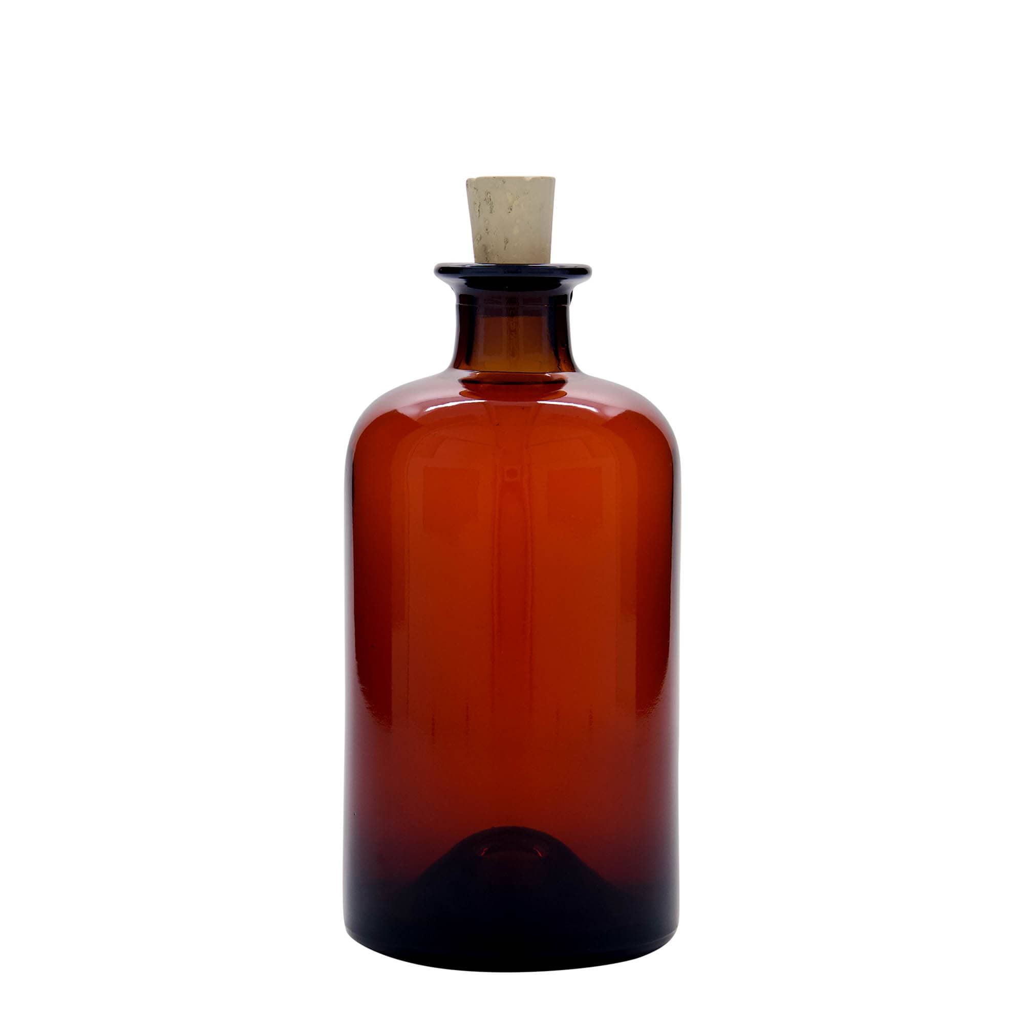 500 ml lasipullo apteekkarille, ruskea, suuaukko: korkki