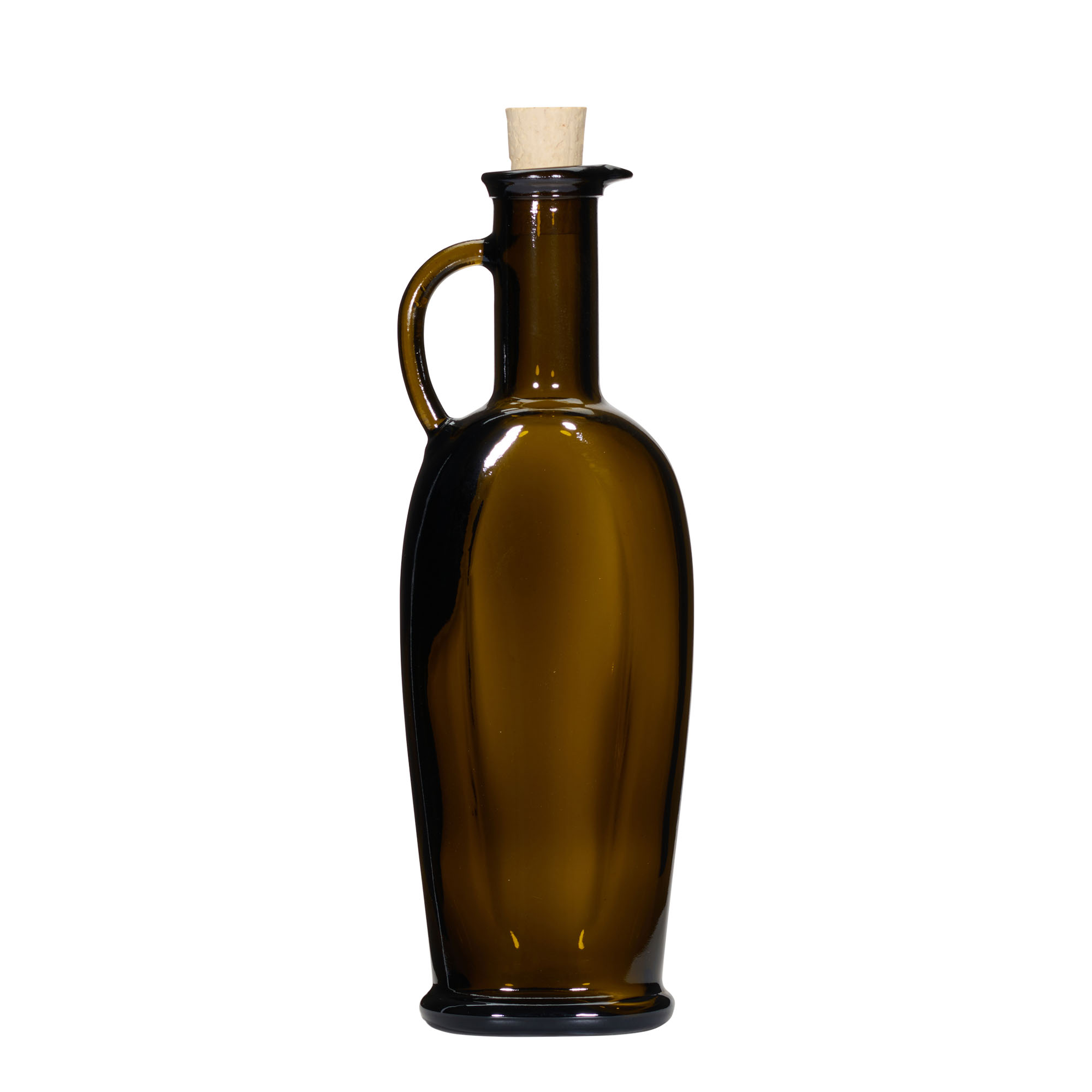 250 ml lasipullo 'Eleganta', ovaali, antiikkivihreä, suuaukko: korkki 250 ml lasipullo 'Eleganta', ovaali, antiikkivihreä, suuaukko: korkki