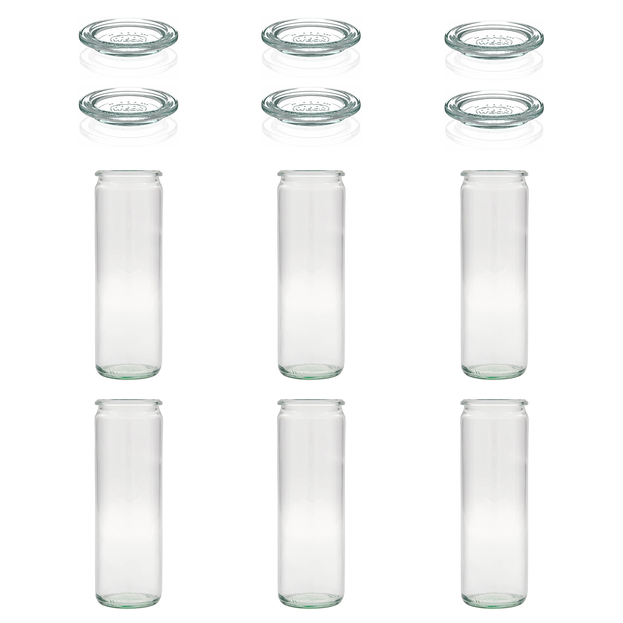 6x 600 ml WECK-sylinterilasi lasikannella RR 60