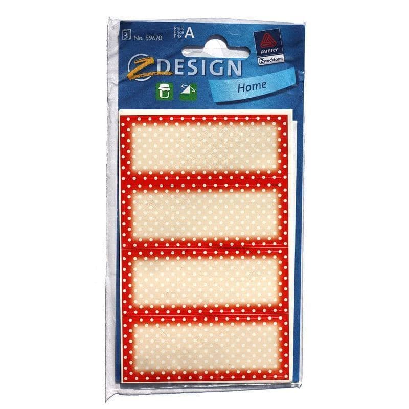 Purkkietiketit 'Red Dots', nelikulm., paperi, punainen Purkkietiketit 'Red Dots', nelikulm., paperi, punainen