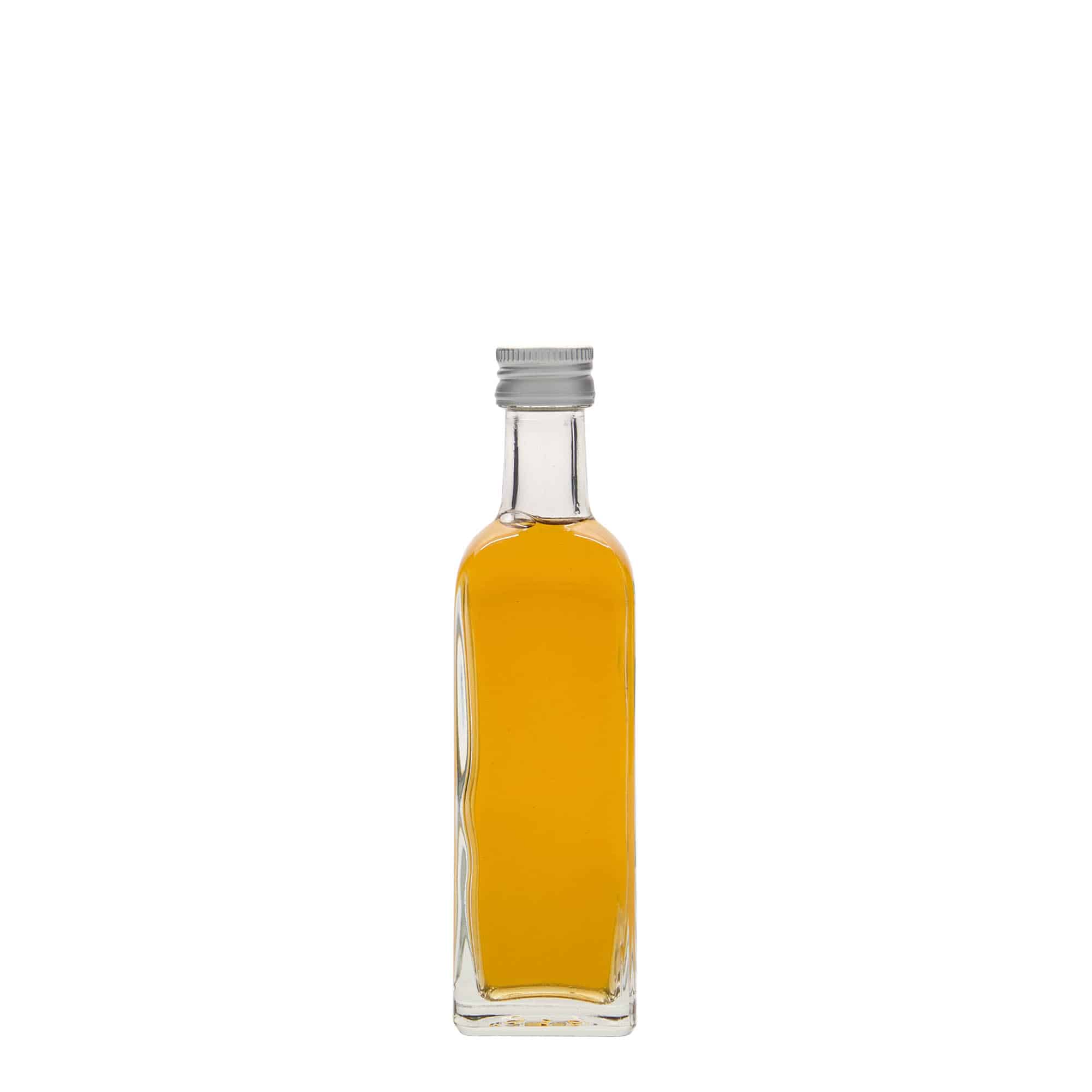 60 ml lasipullo ”Marasca”, neliömäinen, suuaukko: PP 18