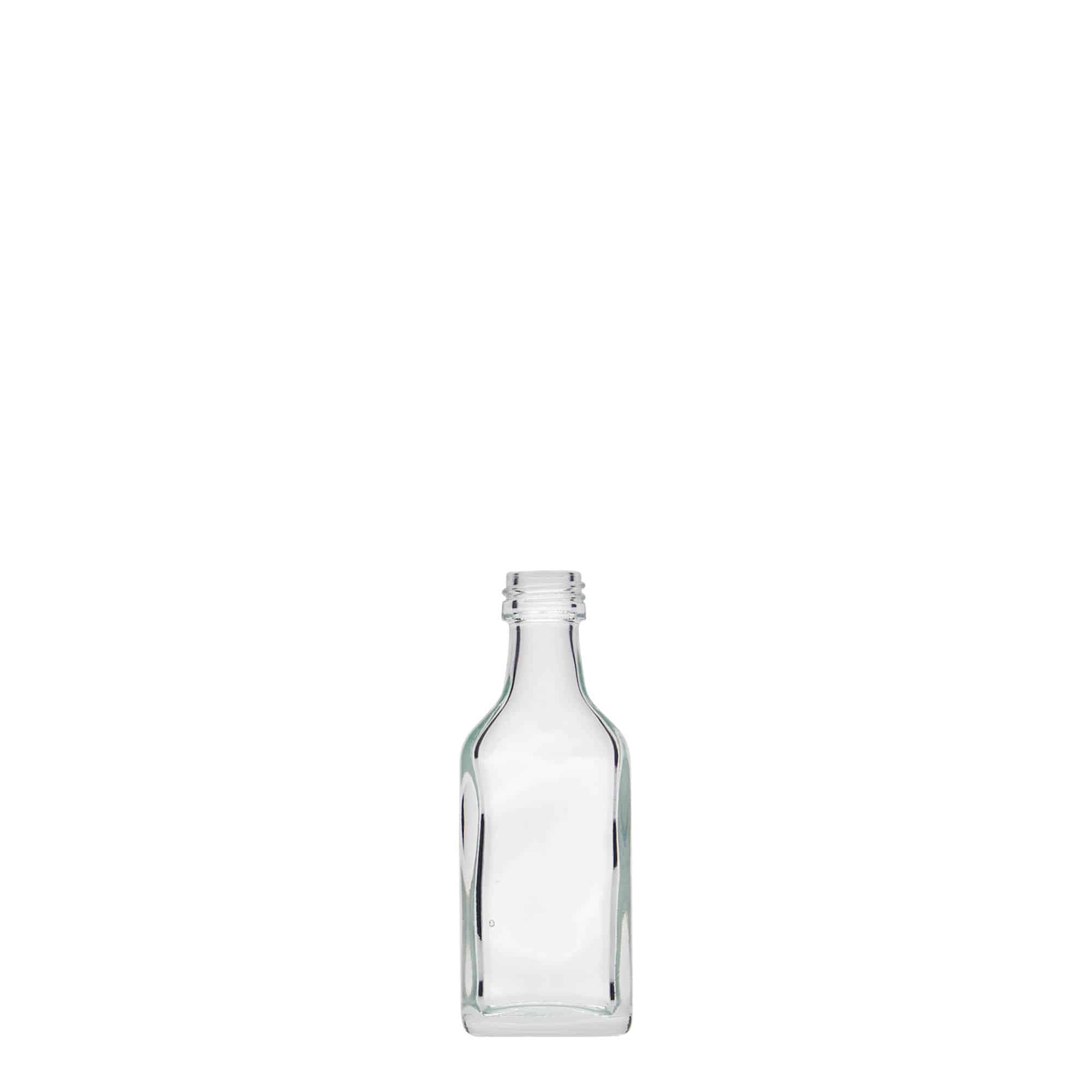 20 ml taskumatti, nelikulm., lasi, suu: PP 18 20 ml taskumatti, nelikulm., lasi, suu: PP 18