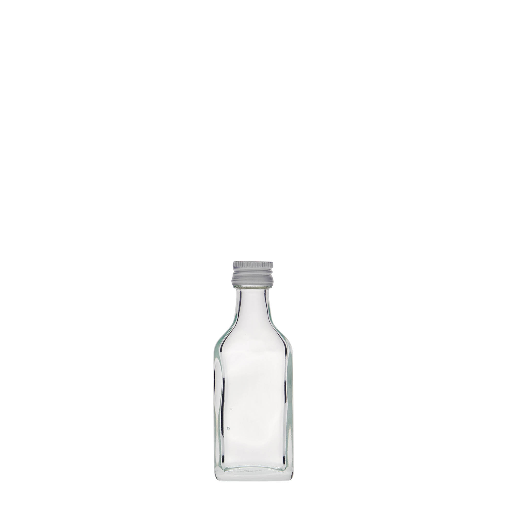 20 ml taskupullo, suorakulmainen, lasia, suuaukko: PP 18