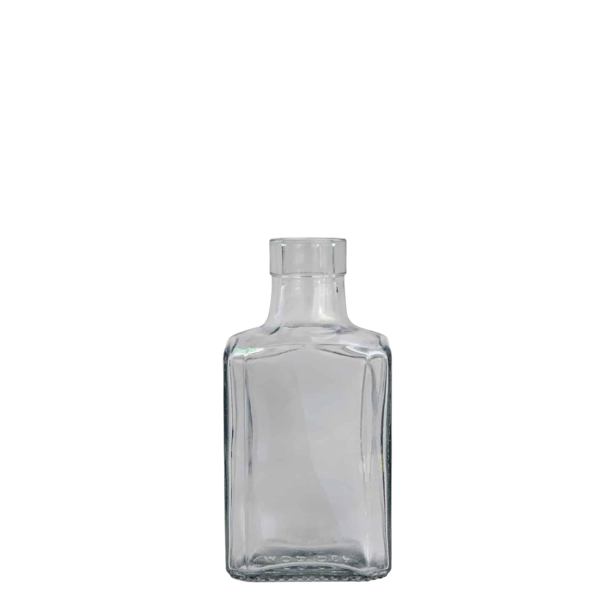 250 ml lasipullo 'Decanter Quadro Oberband', nelikulmainen, suuaukko: korkki 250 ml lasipullo 'Decanter Quadro Oberband', nelikulmainen, suuaukko: korkki