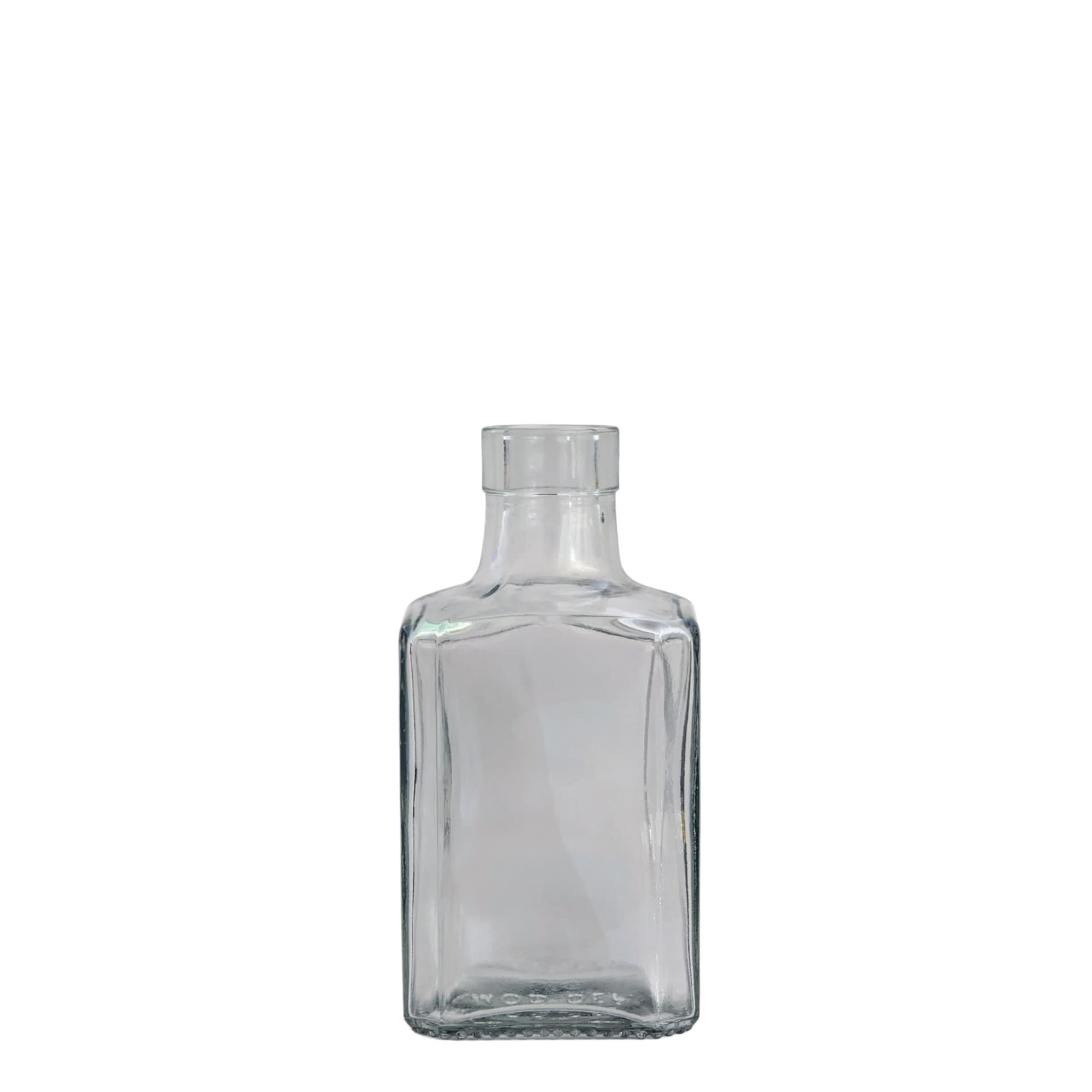 250 ml lasipullo 'Decanter Quadro Oberband', nelikulmainen, suuaukko: korkki 250 ml lasipullo 'Decanter Quadro Oberband', nelikulmainen, suuaukko: korkki