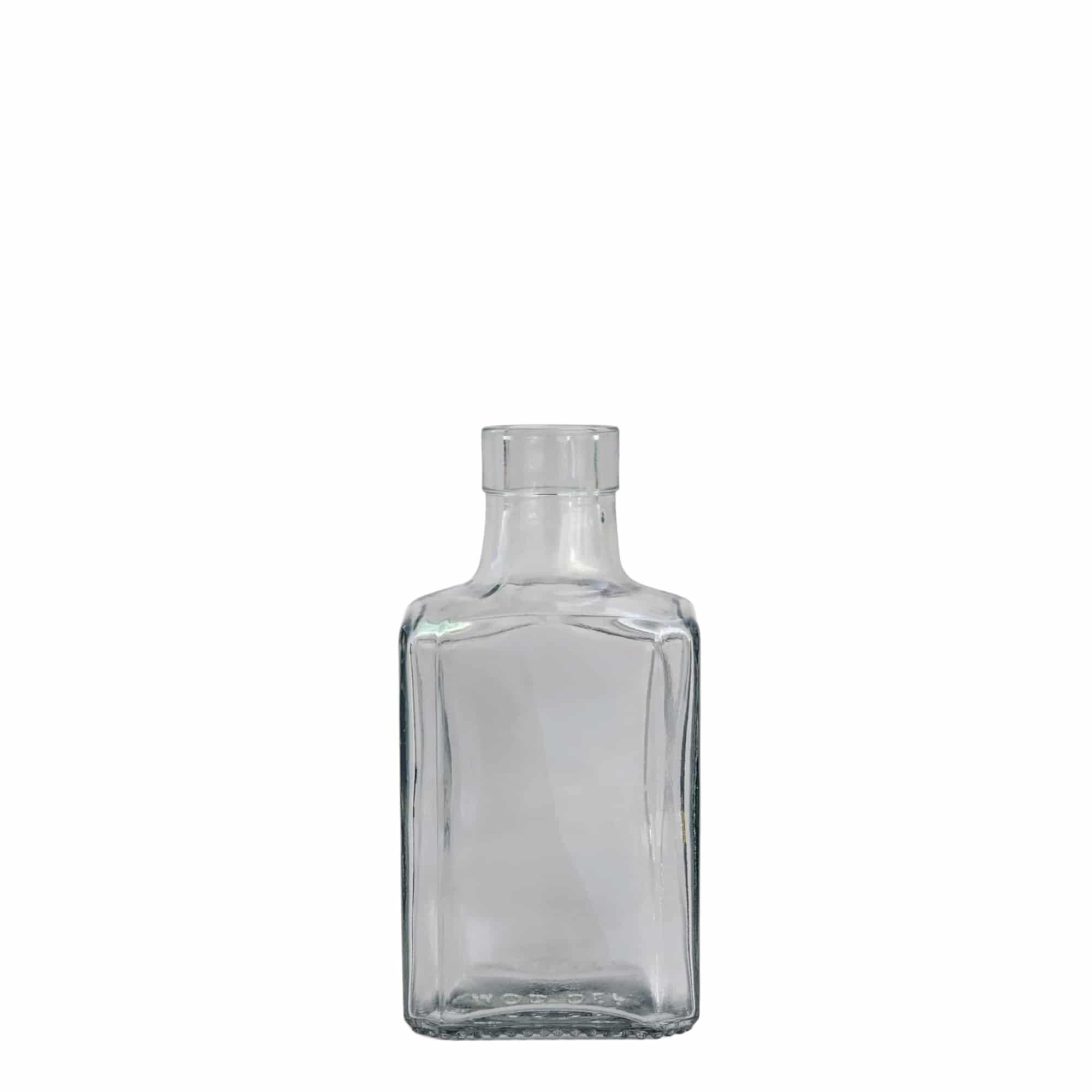 250 ml lasipullo 'Decanter Quadro Oberband', nelikulmainen, suuaukko: korkki