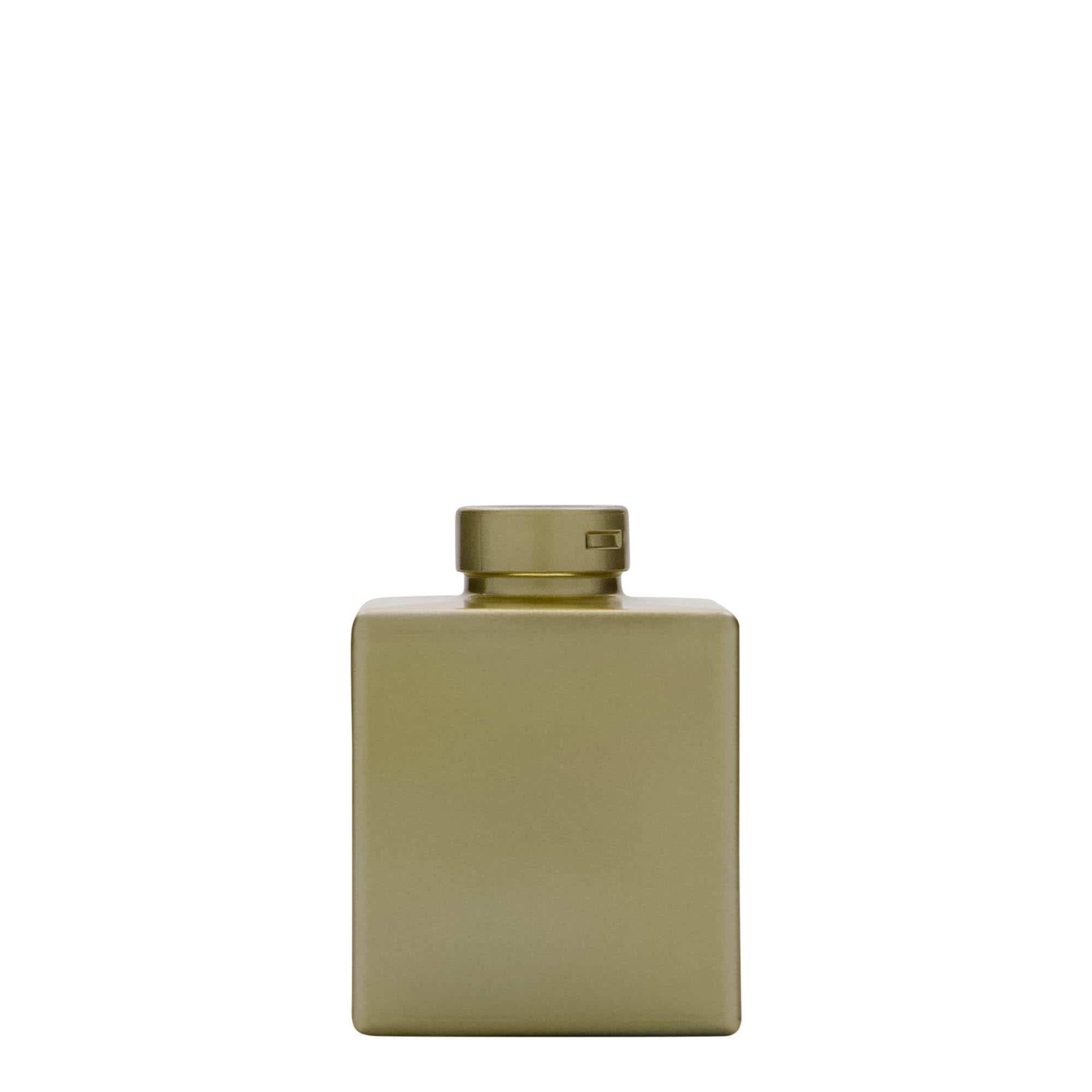 100 ml lasipullo 'Cube', neliö, kulta, suu: korkki 100 ml lasipullo 'Cube', neliö, kulta, suu: korkki