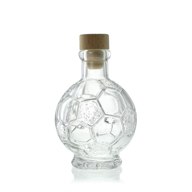 200 ml lasipullo 'Jalkapallo', suu: korkki 200 ml lasipullo 'Jalkapallo', suu: korkki