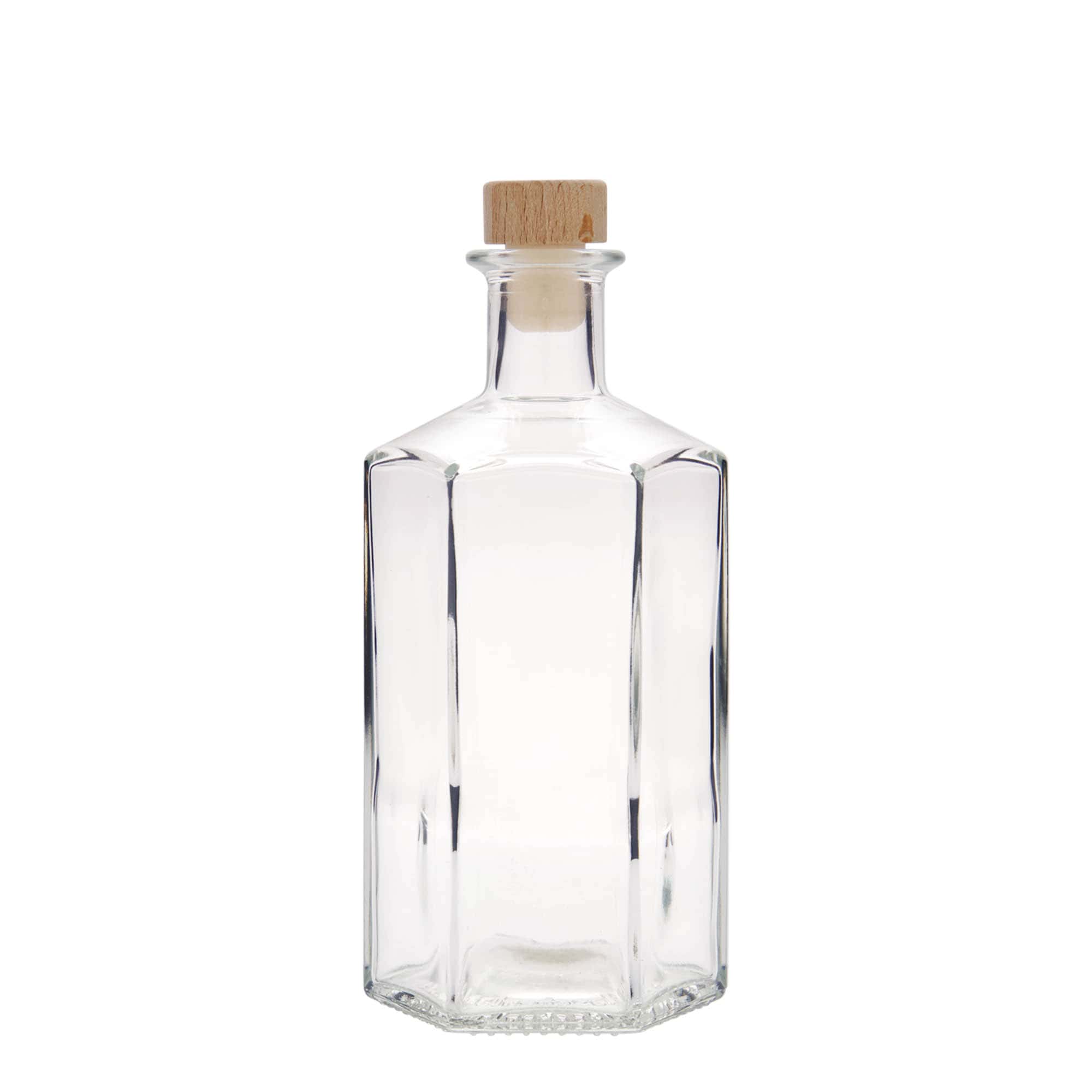 500 ml lasipullo apteekkarille 'Jimmy', kuusikulmainen, suuaukko: korkki