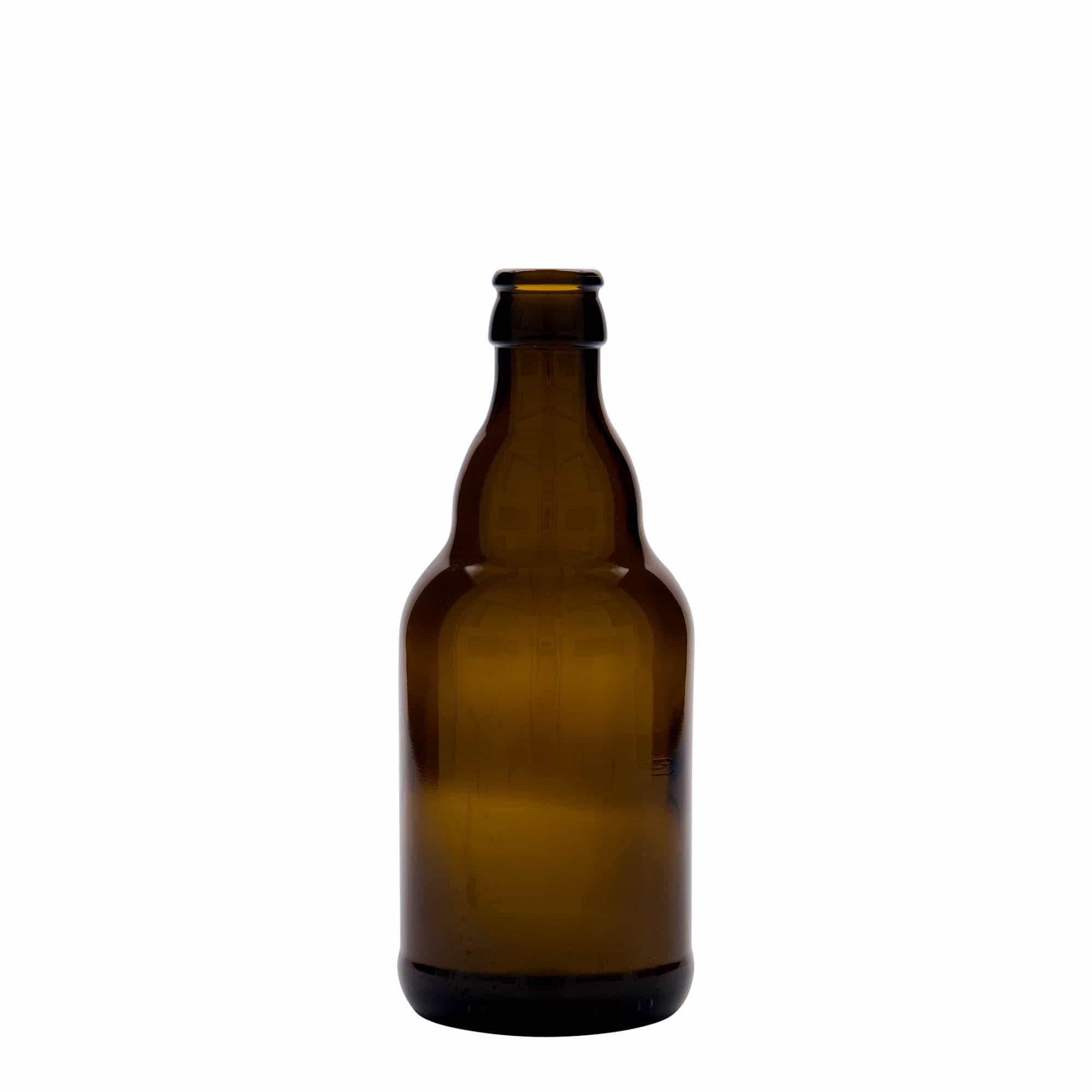 330 ml olutpullo 'Steinie', lasia, ruskea, suuaukko: kruunukorkki